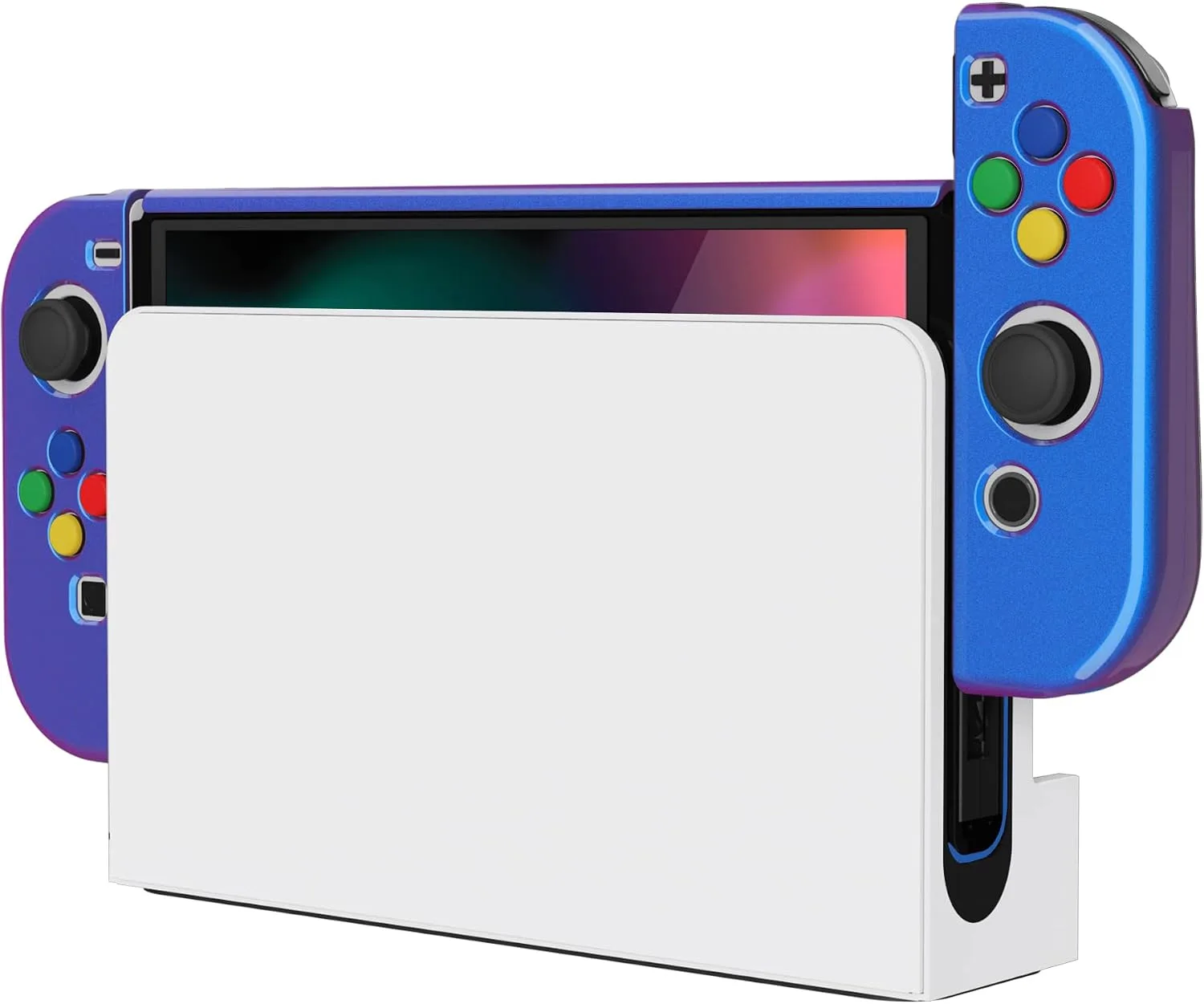 PlayVital AlterGrips Protective Slim Case for Nintendo Switch OLED, Ergonomic Grip Cover for Joycon, Dockable Hard Shell for Switch OLED w/Thumb Grip Caps & Button Caps