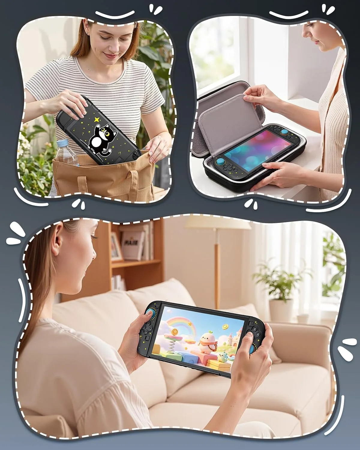 Switch 2 Cute Case,FYOUNG Dockable Cute Cat Hard Shell Cover for Nintendo 2