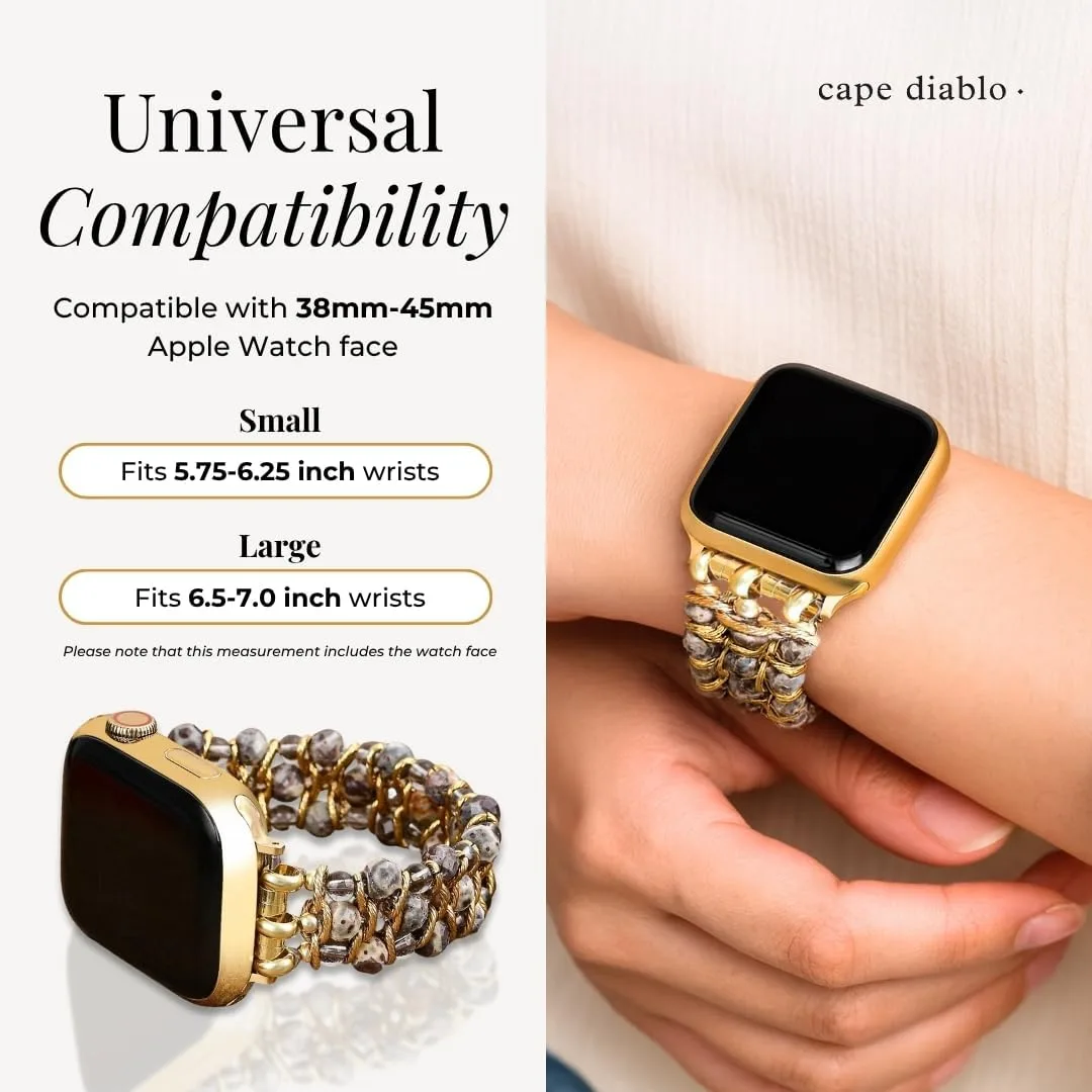 Cape Diablo Smart Watch Band for Women - Handmade Gemstone Strap - Compatible with 38mm-45mm Apple Faces