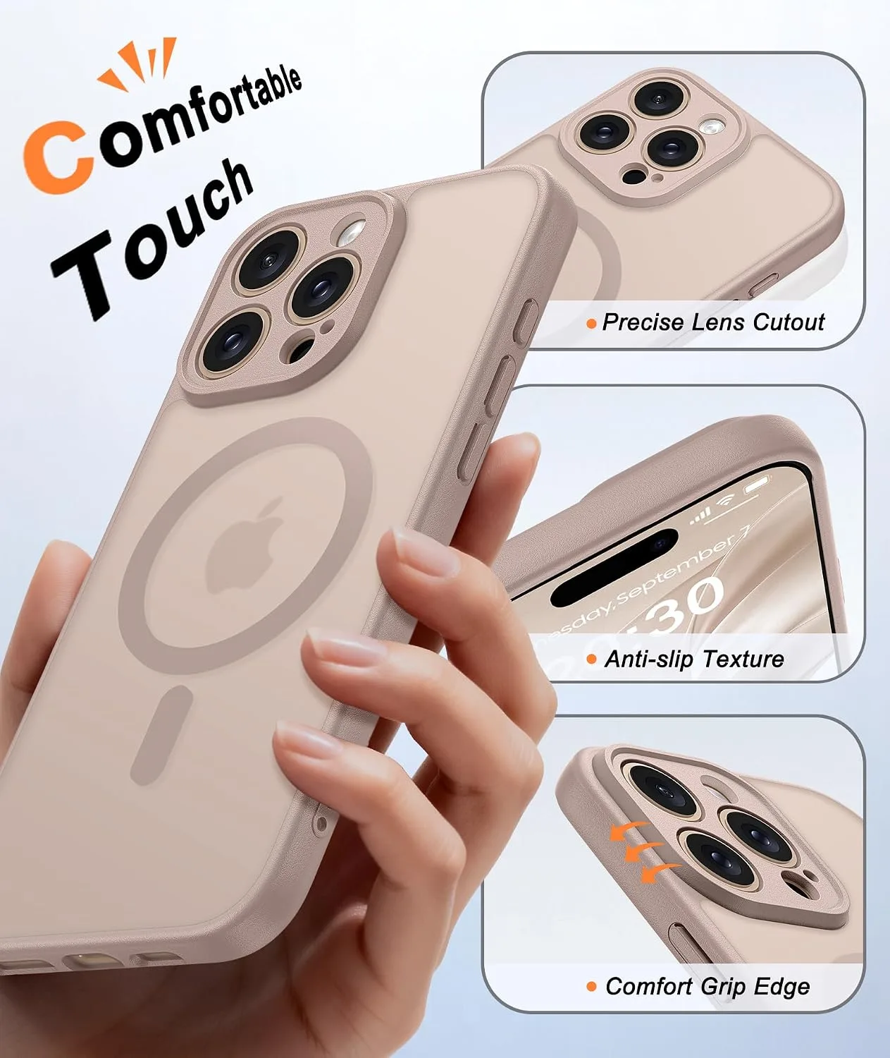 FNTCASE for iPhone 16 Pro Max Case Fit for MagSafe Desert Gold
