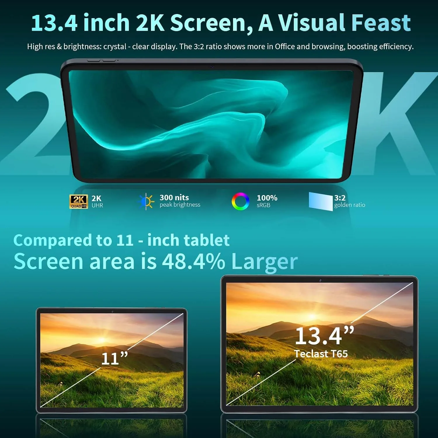 13 Inch Tablet - Android 16 Tablet with Keyboard - 32GB+256GB+2TB Expand