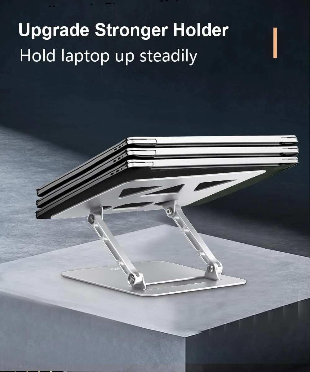 Aoviho Adjustable Laptop Stand for Desk,Portable Laptop Stand Holder and Riser,Foldable Aluminum Notebook Computer Stands for MacBook Air Pro HP Lenovo Dell Samsung Chromebook, 10-15.6 inch, Silver