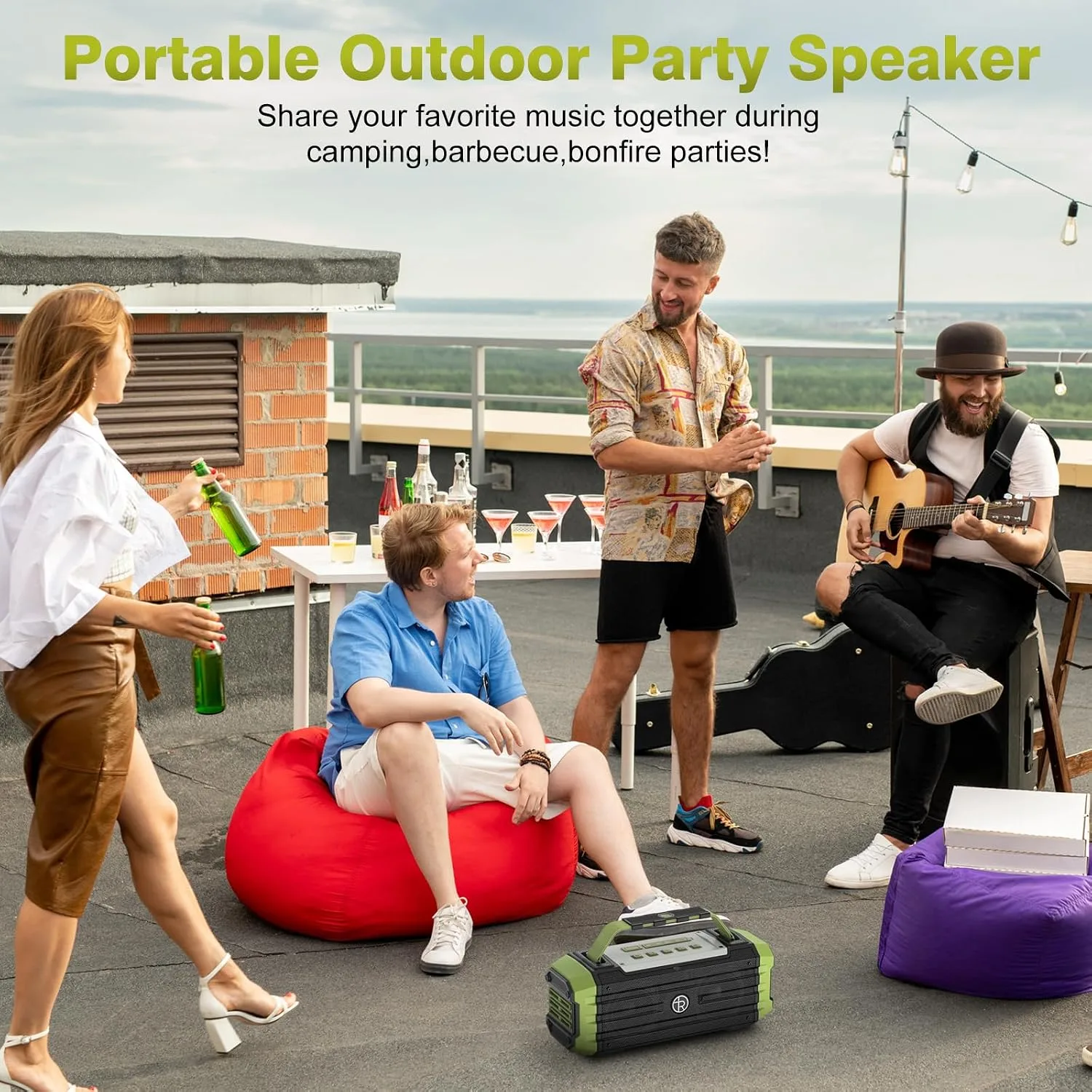 TOMPROAD Portable Bluetooth Speaker 120W Peak 80W Wireless Speakers, TWS Pairing, Deep Bass, Hi-Fi Loud Speaker, IPX6 Waterproof, DSP Sound Boombox for Outdoor, Camping, Party, Beach