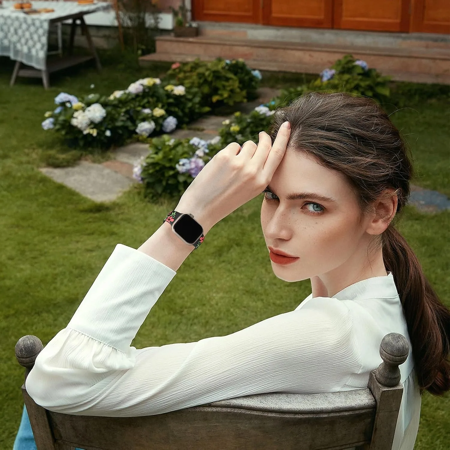 Witzon Floral Silicone Band Compatible with Apple Watch Bands For Women