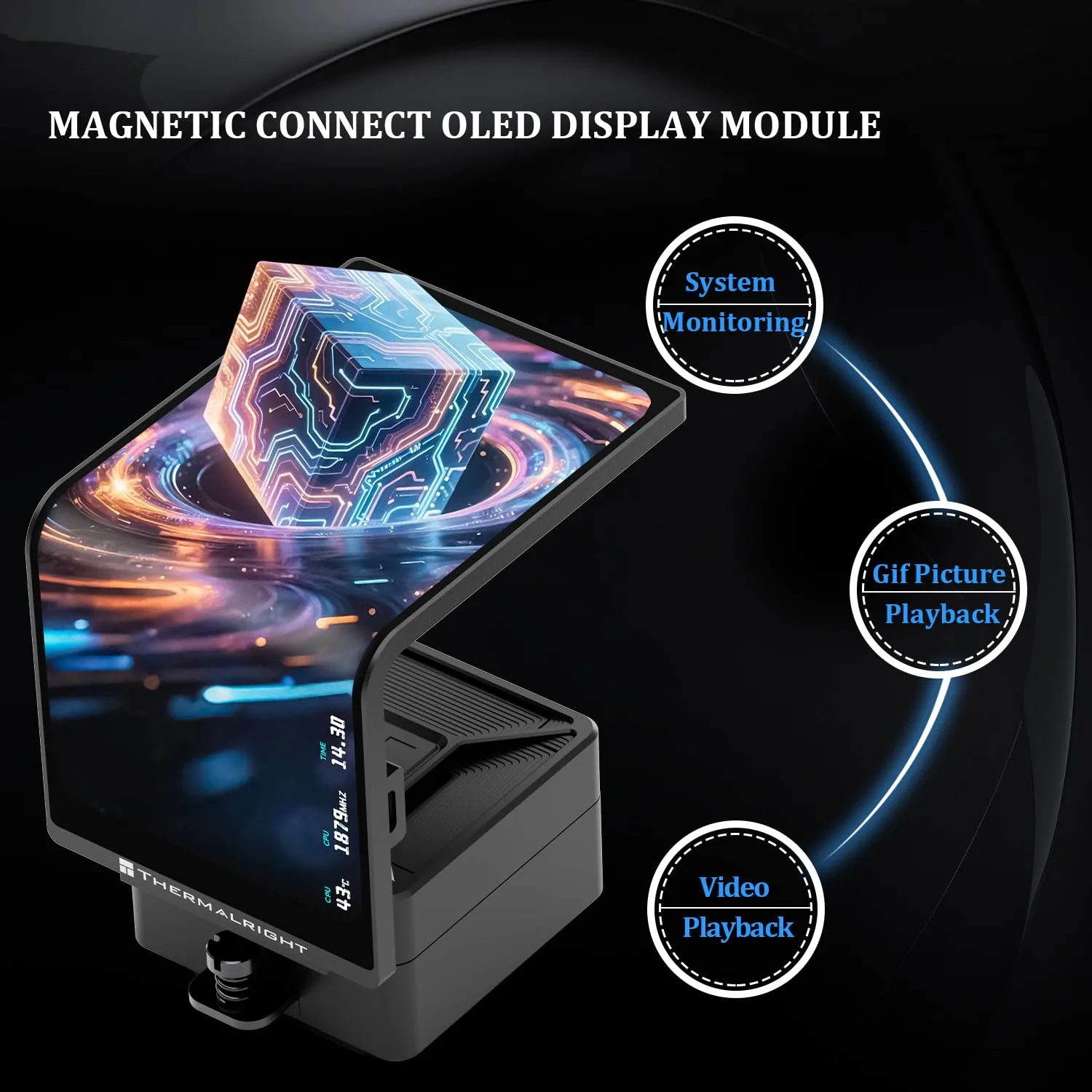 Thermalright Levita Vision 360 ARGB Black CPU Water Cooler, 6.67-in Magnetic Curved Screen with 2400x1080 Resolution, Building Block Splicing Fan-2000RPM, Compatible with AM4/AM5, Intel LGA1700/1851