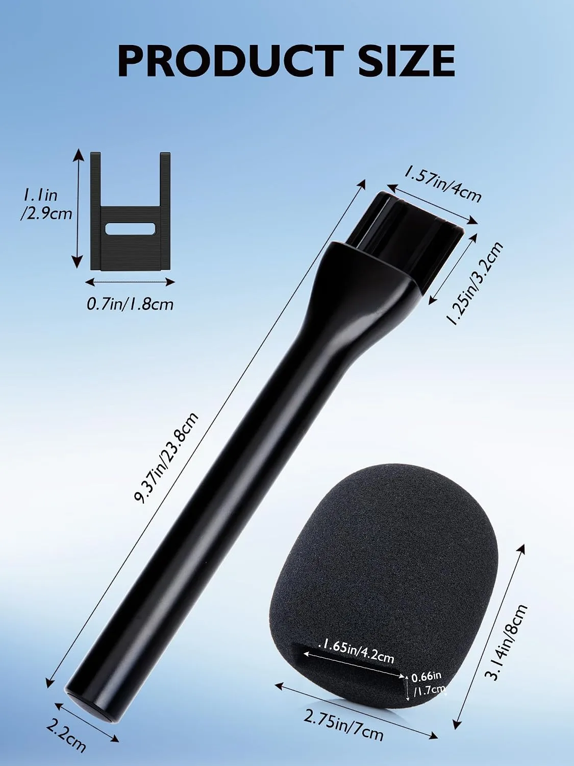 Handheld Wireless Mic Stand with Foam Cover, Interview Microphone Holder Adapter Compatible with Rode Wireless GO, GO II & Wireless PRO, DJI Mic 2, Portable Grip Handle for Vlogging and Recording