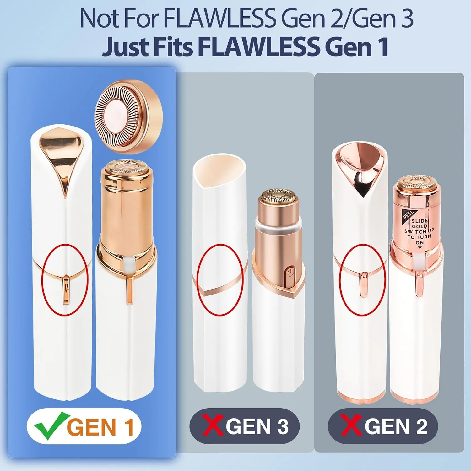Facial Hair Remover Replacement Heads: Compatible with Flawless GEN 1 Finishing Touch Facial Hair Removal Tool for Women As Seen On TV 18K Gold-Plated Rose Gold