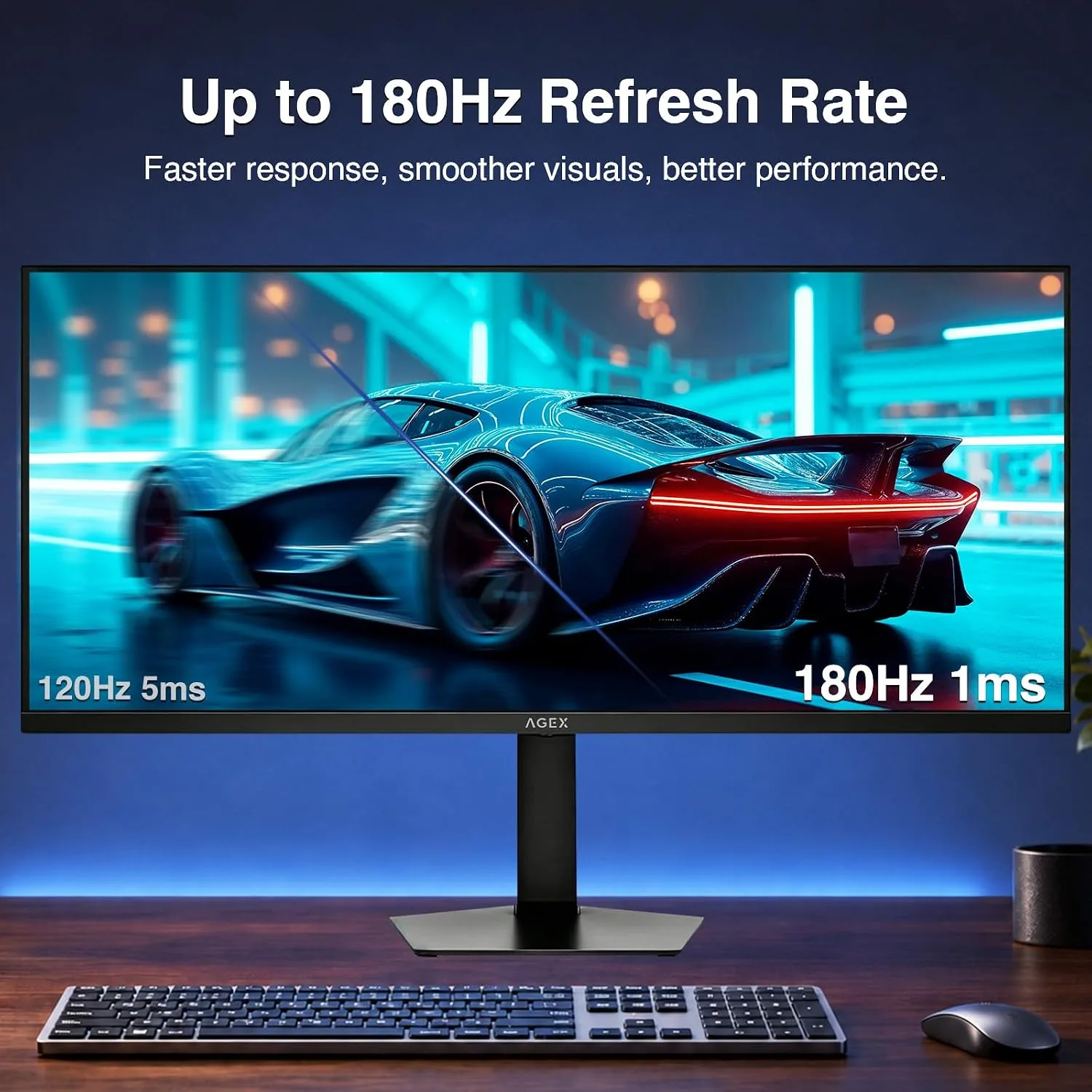 34 Inch WQHD 2K Ultrawide IPS Gaming Monitor, 3440 x 1440, 180Hz