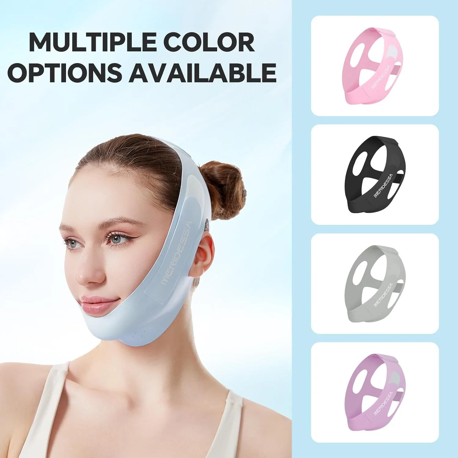 V-Lift Pro V-Line Lifting Face Mask - Anti-Wrinkle & Face Contouring Wearable Band, Double Chin Reducer for Sculpted Jawline, Seamless Design with Breathable Fabric (Blue)