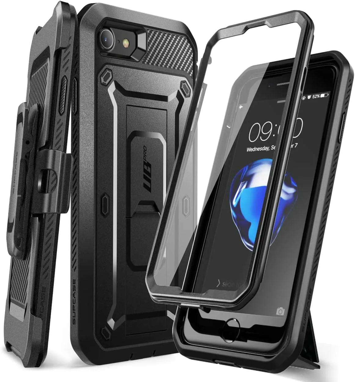 SUPCASE for iPhone SE 3rd / SE 2nd /7/8 Case with Screen Protector, Black