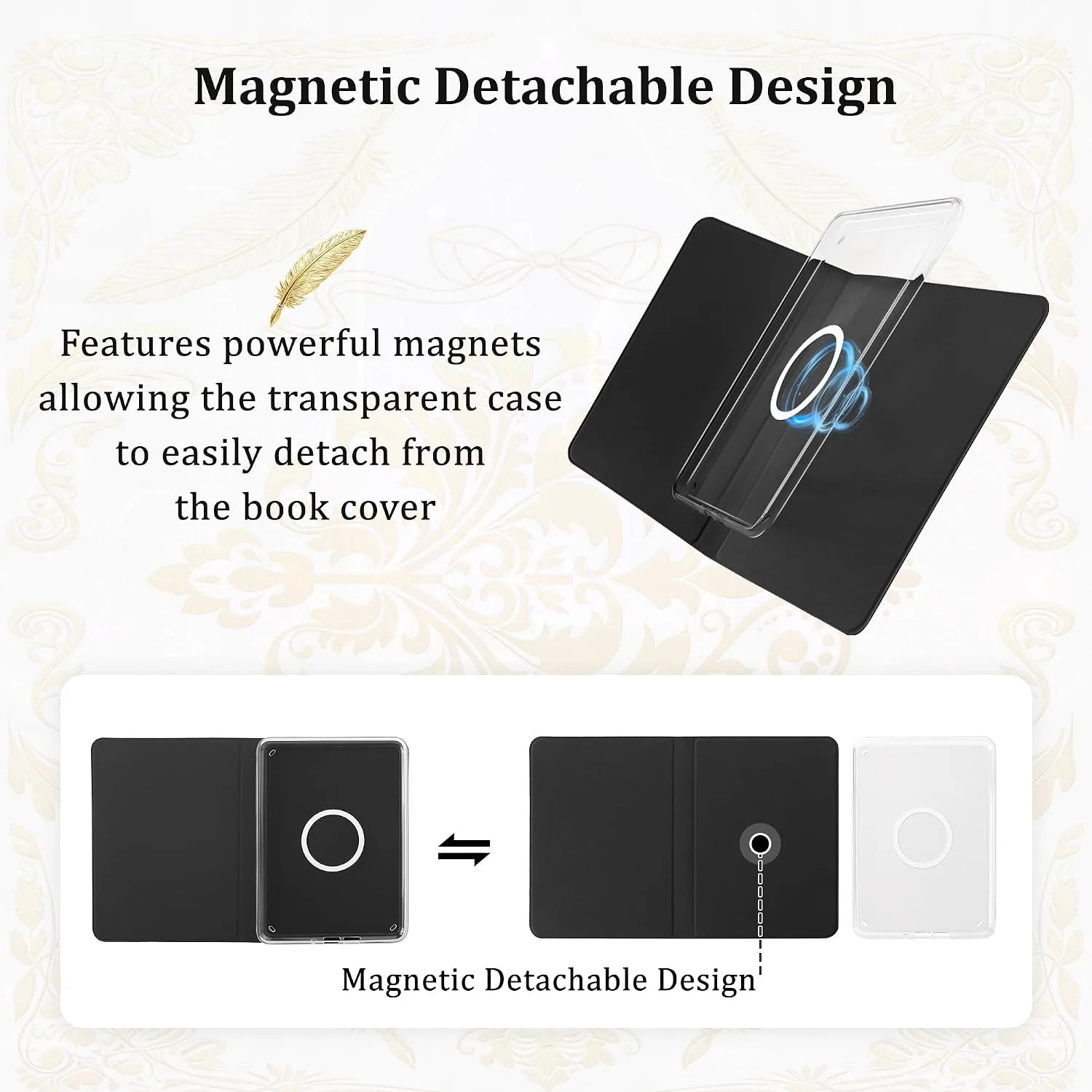 Magnetic Book Cover Case for 7'' Kindle Paperwhite & Colorsoft