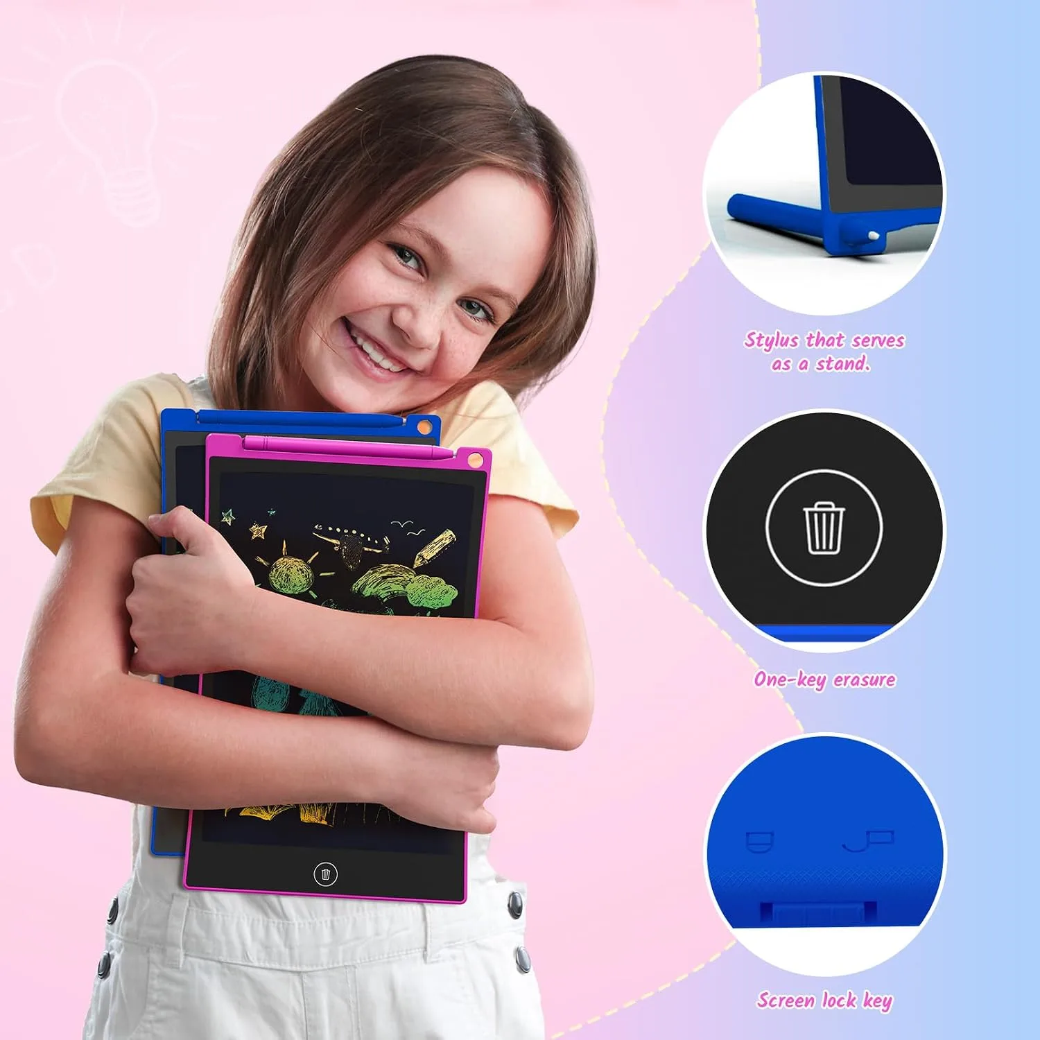 TECJOE 10 Inch 2 Pack LCD Writing Tablet for Kids, Mess Free Drawing Tablet