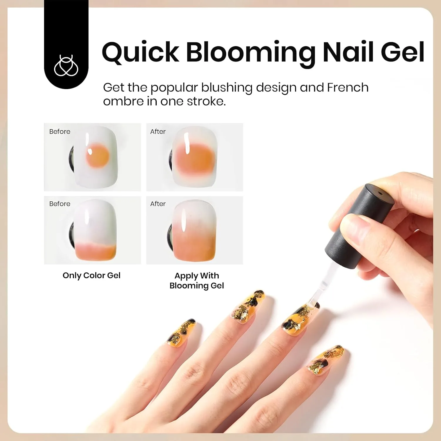 Beetles Builder Gel for Nail and Blooming Gel Set With Nail Brush 2Pcs 15ml