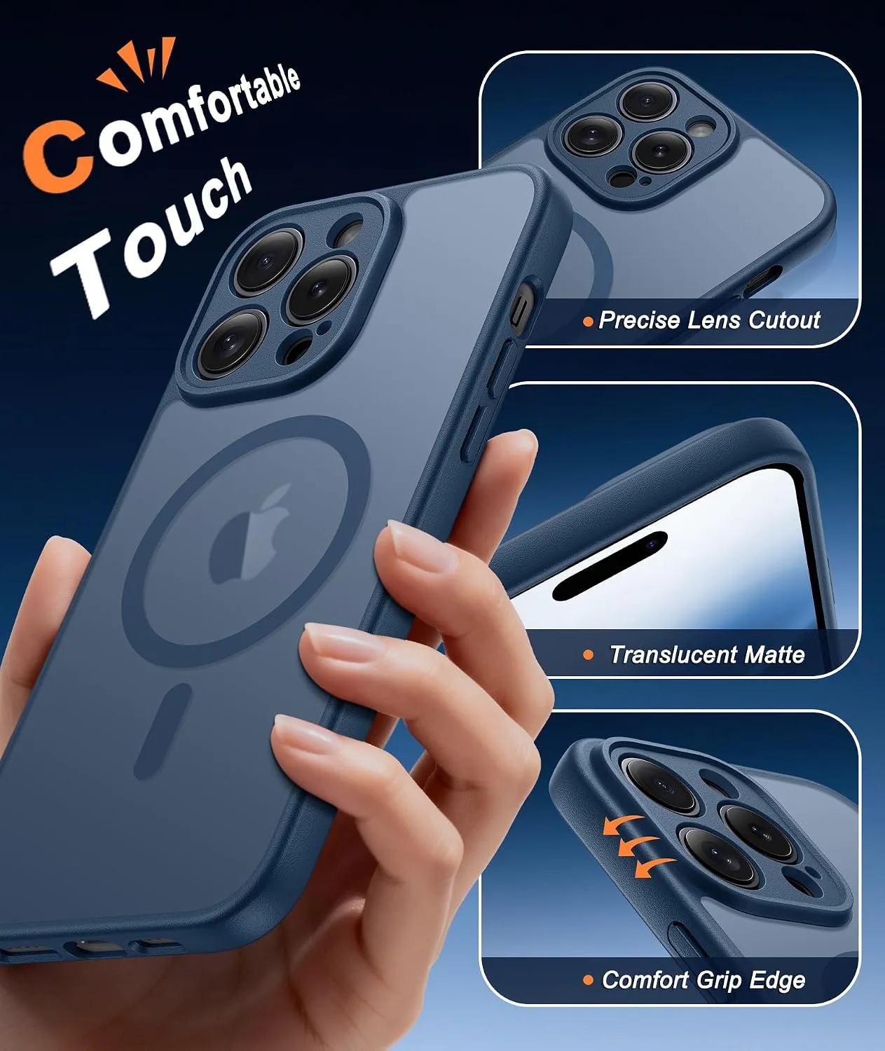FNTCASE for iPhone 14-Pro Case Fit for MagSafe Blue