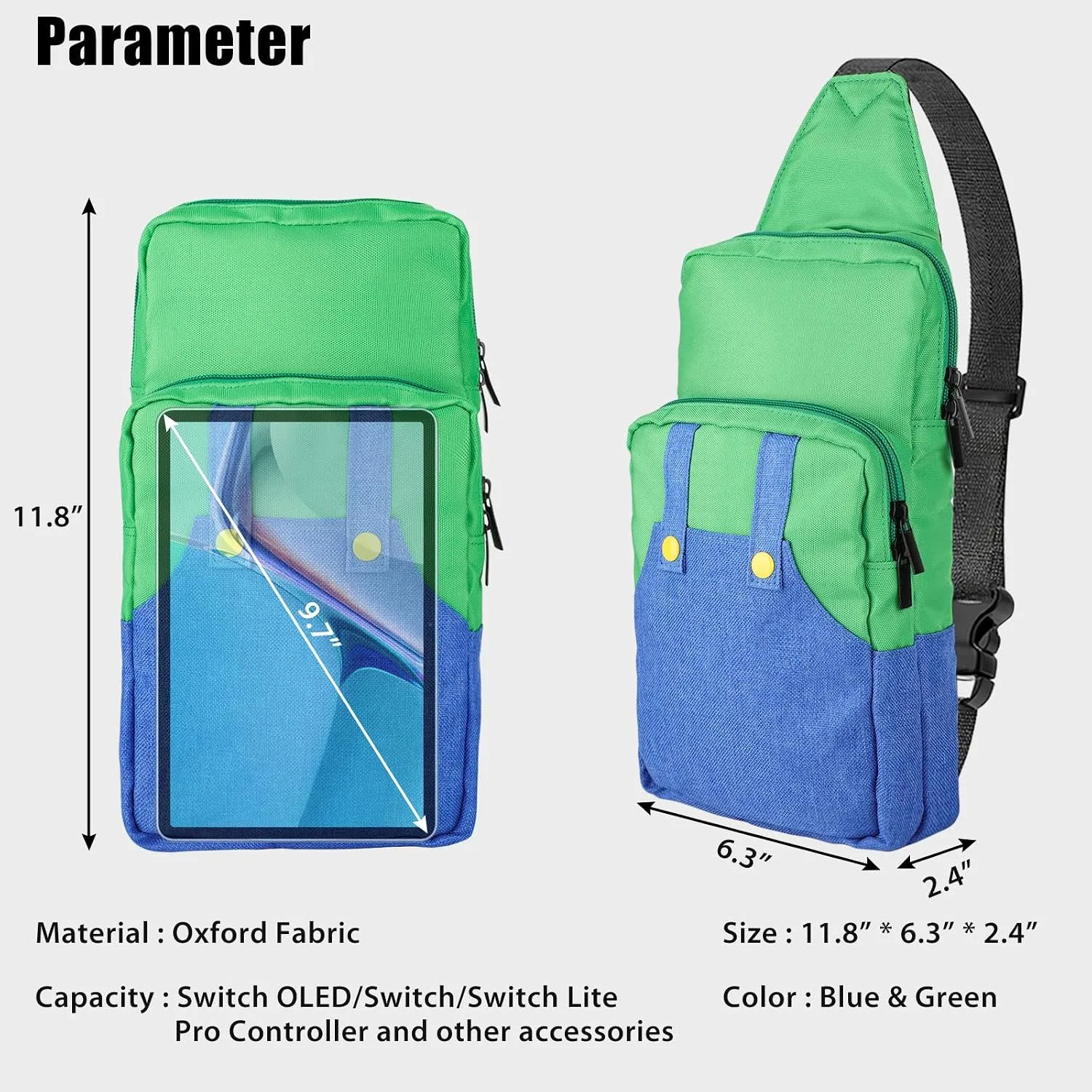 Vadaxx Cute Travel Bag for Nintendo Switch/2/Lite/OLED, Small Sling Portable Waterproof Backpack Carrying Crossbody Shoulder Chest Gaming Bag Case for NS SD Console Dock Joy-Cons Accessories Storage