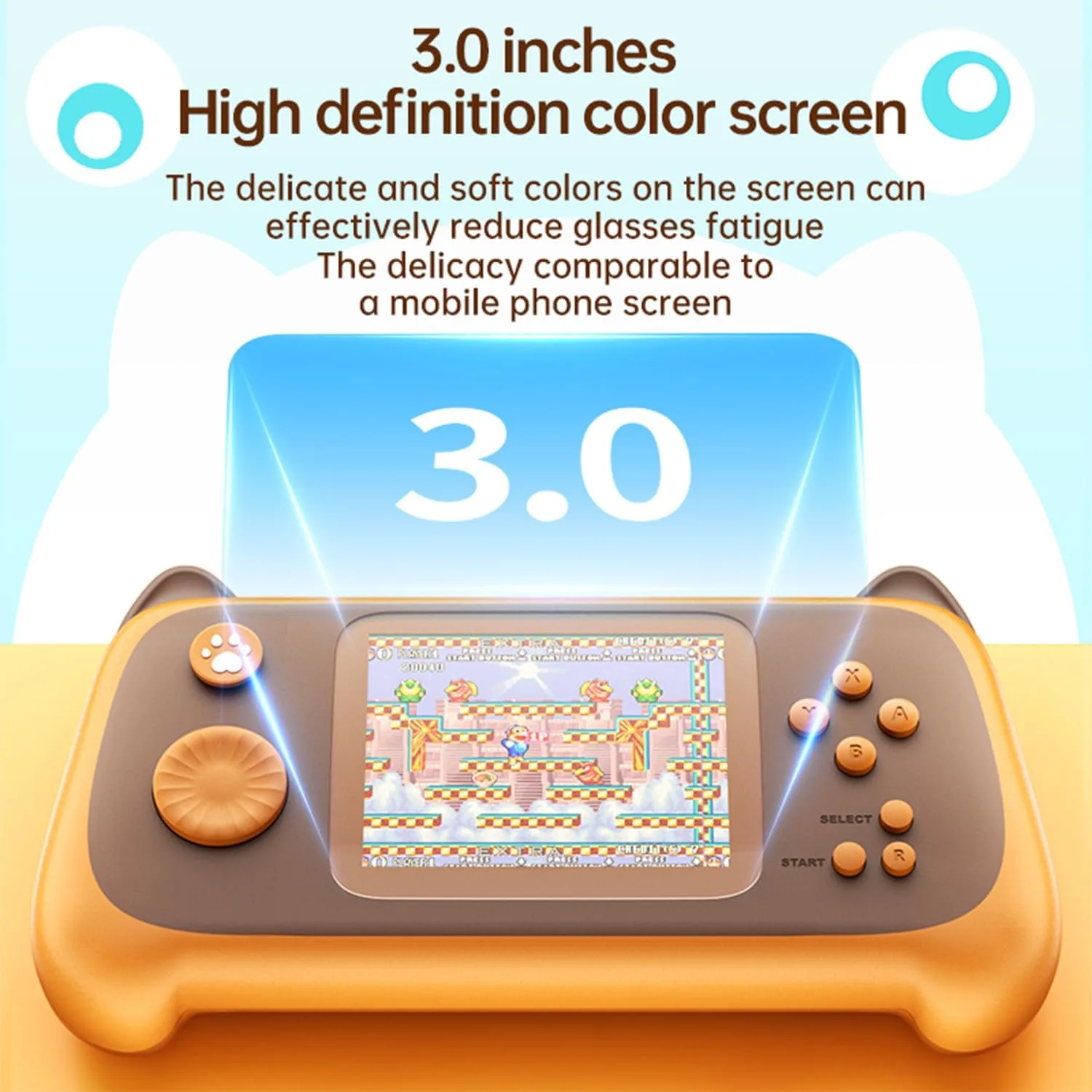 Handheld Game Console with 666 Classical FC Games Retro Mini Game Machine 3.0-Inch Color Screen Support for TV Output , Presents Birthday for Friends (Orange)