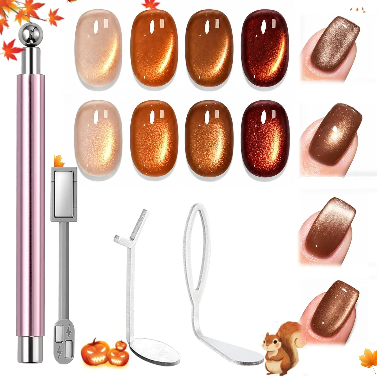 Set de imanes para uñas Modelones Cat Eye Magnet Otoño Marrón 5 piezas
