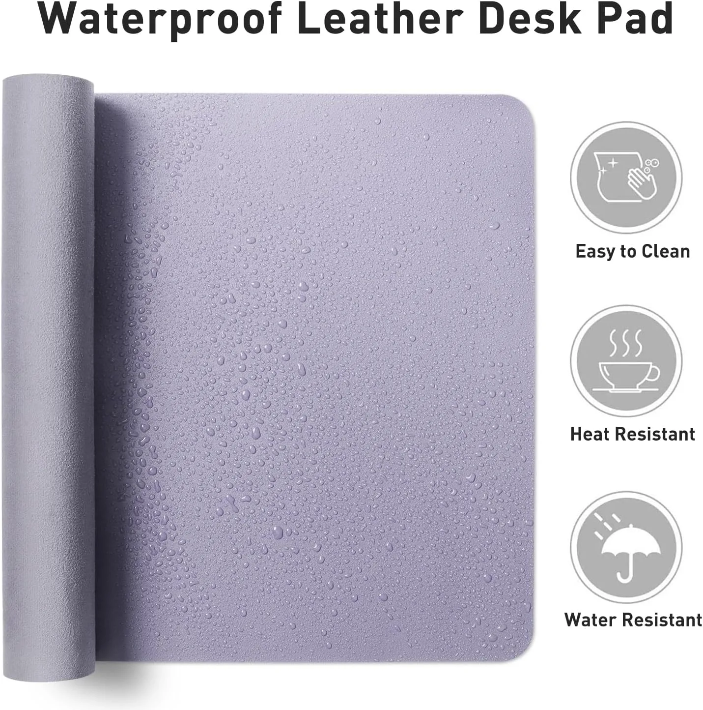 Aothia Leather Desk Pad Protector, Large Mouse Pad, Office Desk Mat, Non-Slip PU Leather Desk Blotter, Laptop Desk Pad, Waterproof Desk Writing Pad for Office and Home (23.6" x 13.7", Lavender)