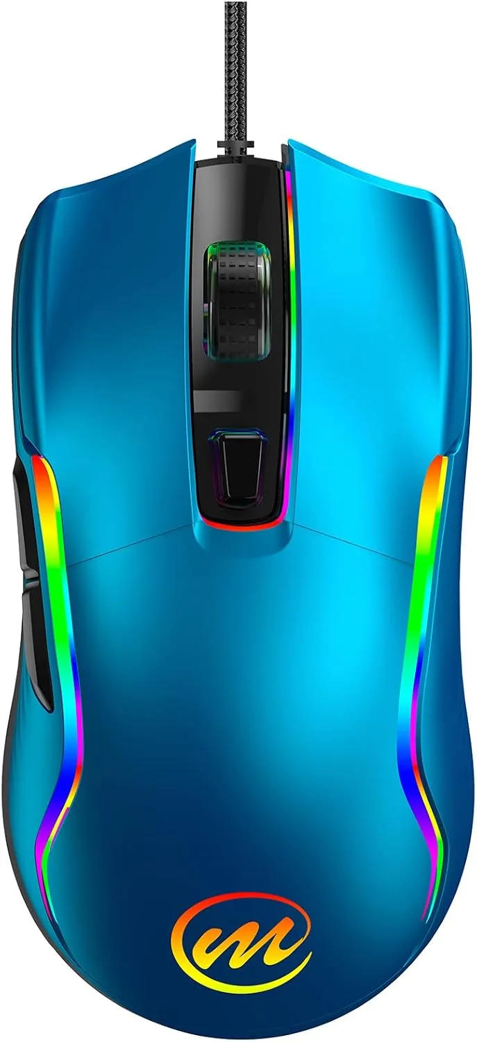 Mouse Gamer Memzuoix con cable RGB 6 DPI ajustables hasta 12800 Azul