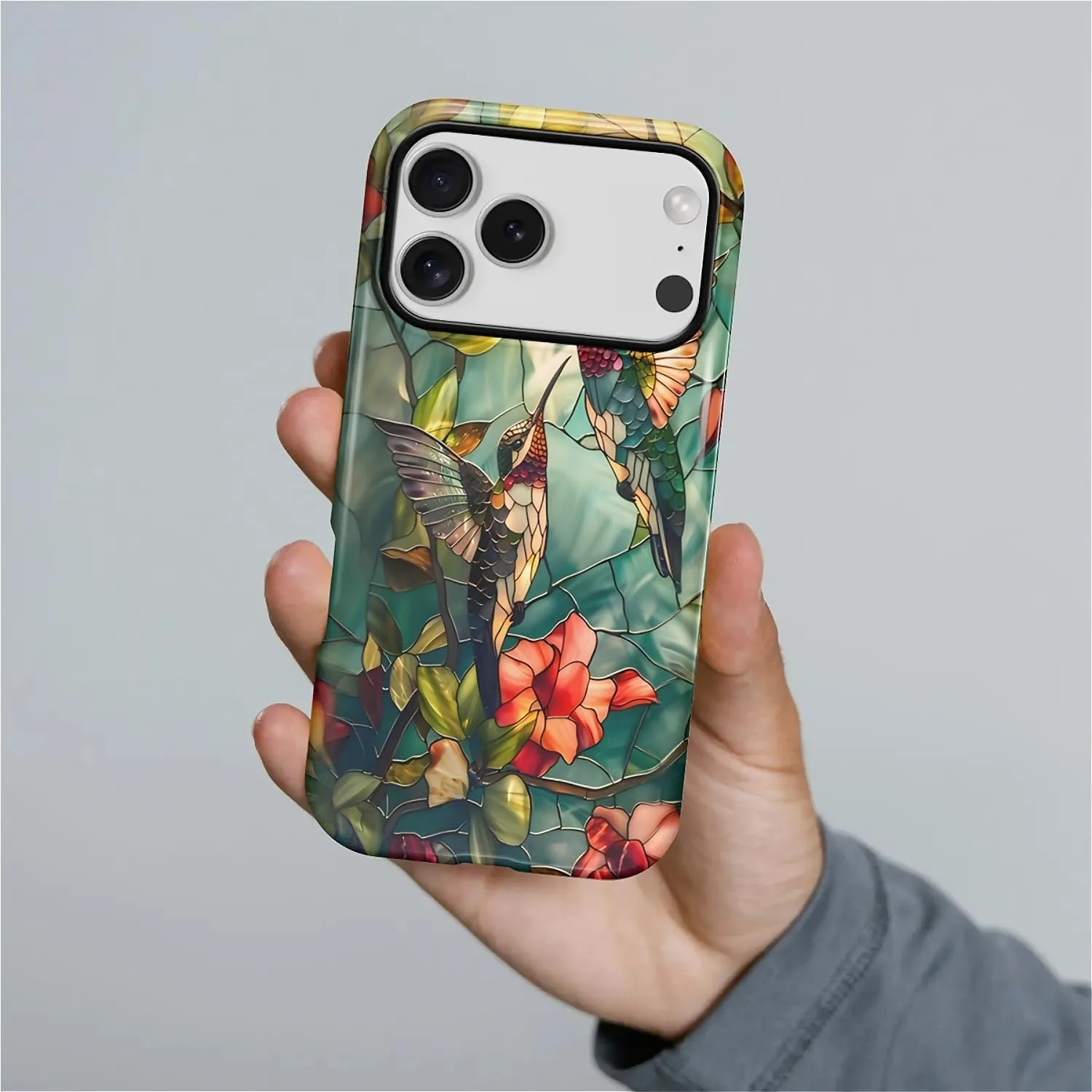 DAIZAG Case for iPhone 17 Pro,Mixed 2 Layer Design Shockproof Soft TPU Ddouble Protection Phone Case for iPhone 17 Pro-Gorgeous Hummingbird