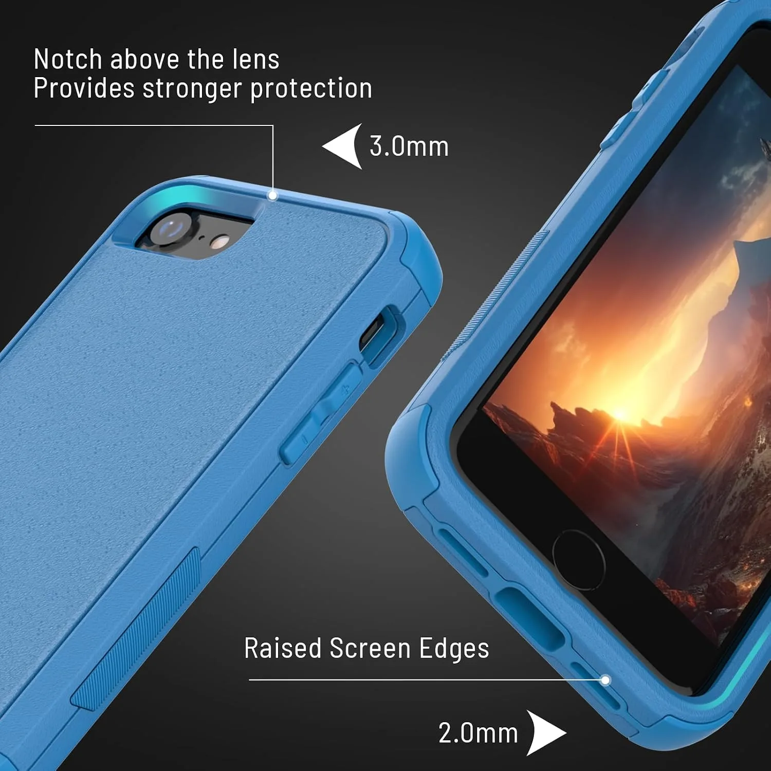 X-belmox Heavy Duty Phone Case for iPhone SE 2022 (3rd Gen) - Sea Blue