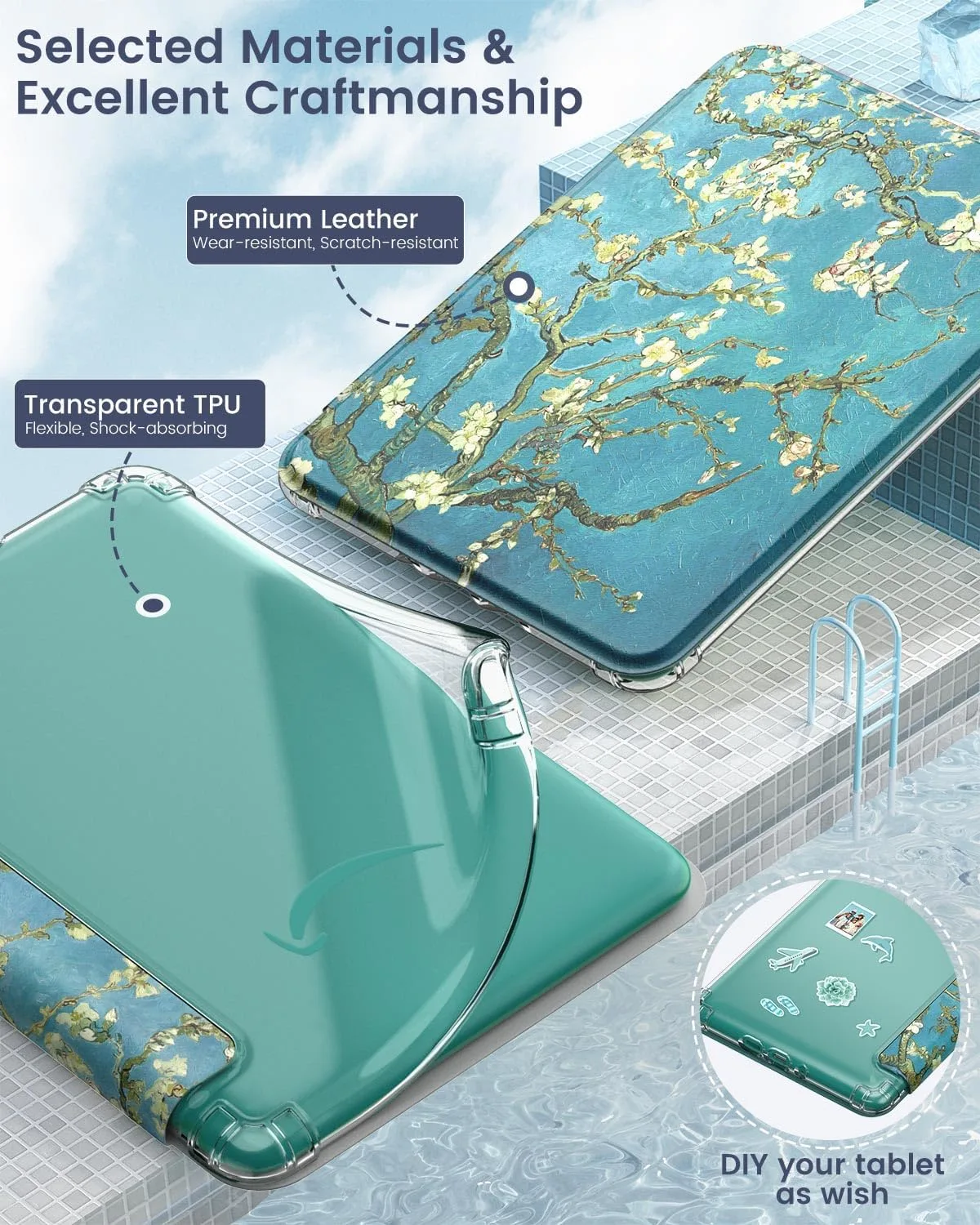 MoKo Case for Kindle Paperwhite 12th Gen & Colorsoft 2024, Apricot Blossom