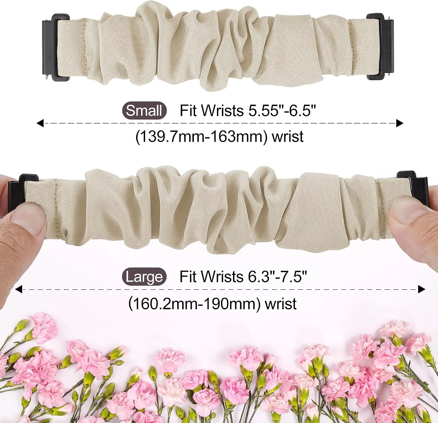 Sunnyson 22mm Bands for Veryfit IDW13/IDW16/IDW19/IDW26/IDW28 Smartwatch，2 Pack Elastic Fabric Scrunchie Straps for Fitvii H57/H56/Fitpolo/Toobur id208 Plus Women