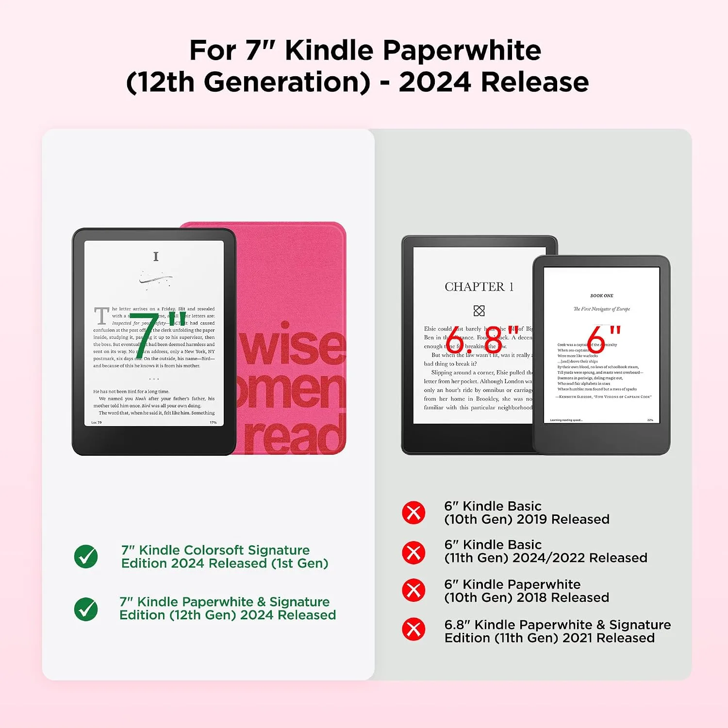 SESENSE Magnetic Case for 7'' Kindle Paperwhite 12th Gen 2024 & Colorsoft