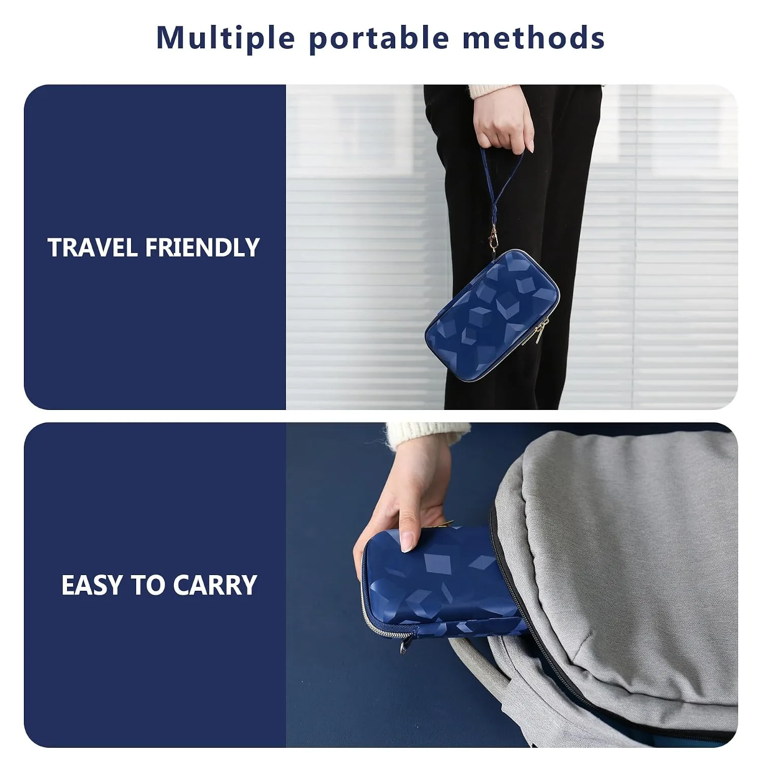 Supmay Hard Carrying Case Compatible with Nintendo DS Lite NDSL, Gameboy Advance Games Storage Holder Travel Bag with Mesh Pocket for USB Charging Cable, Stylus, Earphones, Game Cartridge, Blue