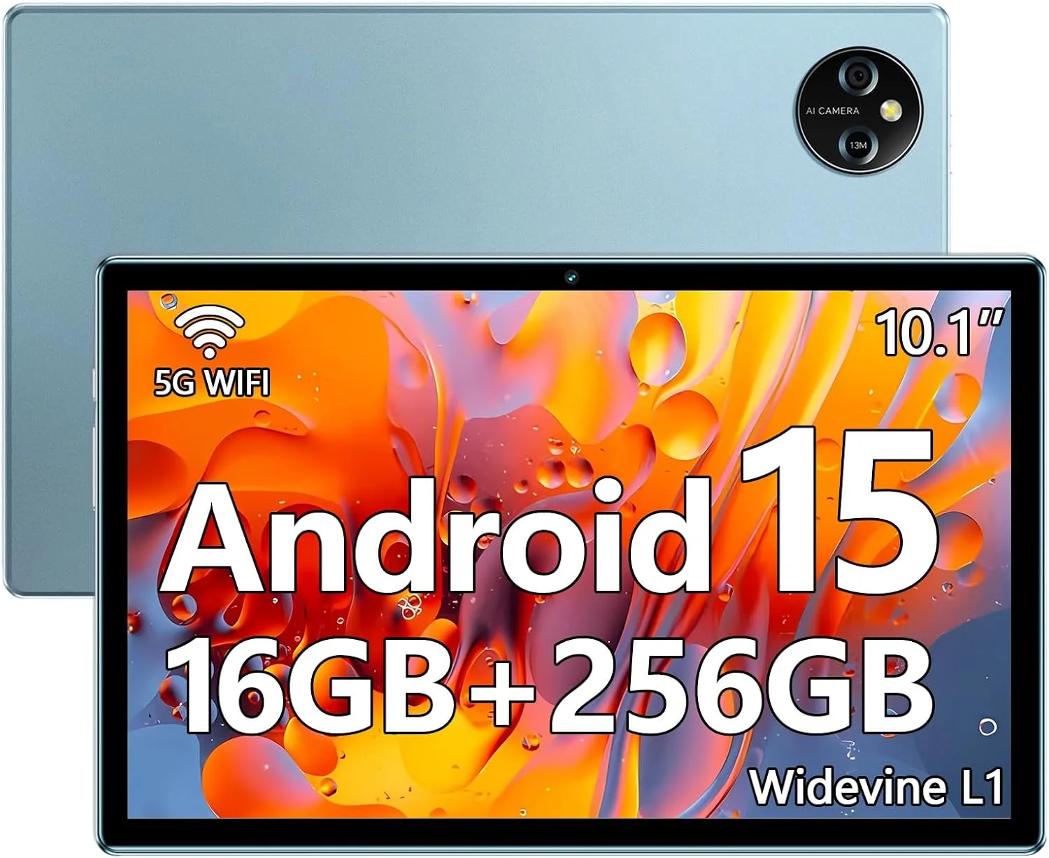 R6 Tablet Android 15, 10 Inch IPS Touchscreen, Octa-Core Processor, 16GB RAM + 256GB ROM, 13MP + 5MP Dual Camera, 8000mAh Battery, Dual-Band WiFi (2.4G/5G), Tablet for Work and Study