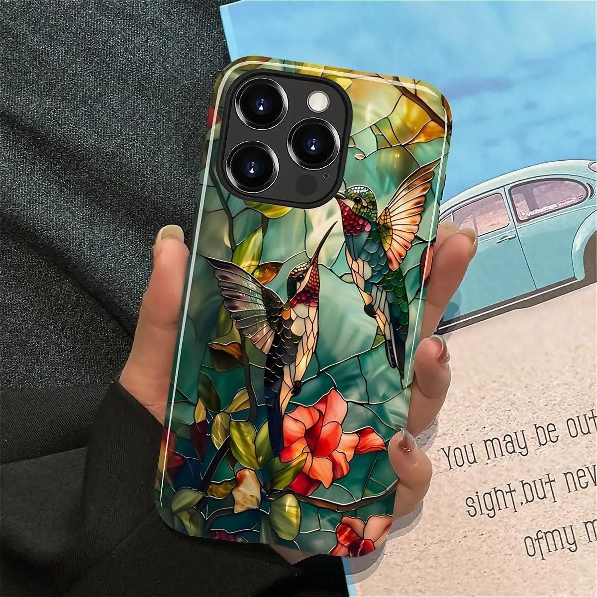 DAIZAG Case for iPhone 13 Pro,Mixed 2 Layer Design Shockproof Soft TPU Ddouble Protection Phone Case for iPhone 13 Pro-Gorgeous Hummingbird