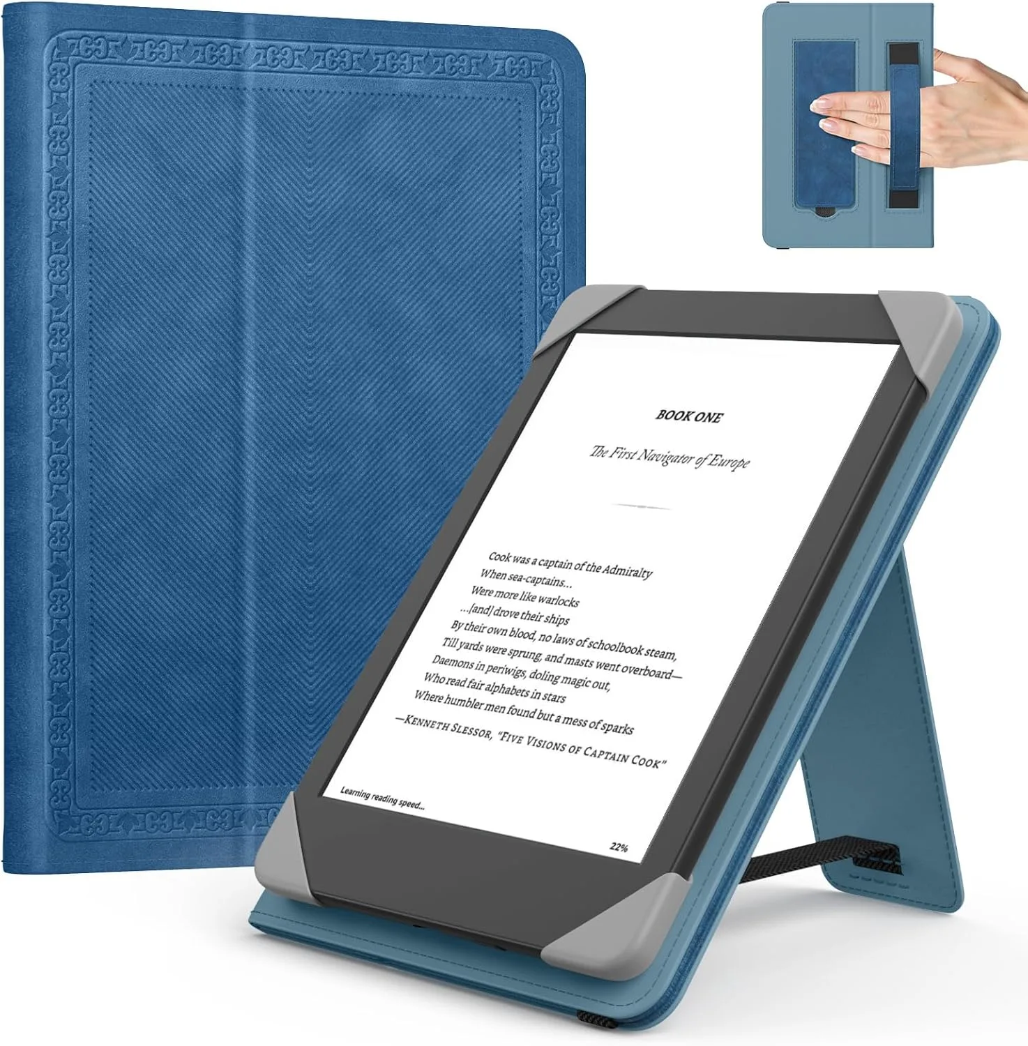 Moko Universal Case for 6 inch eReaders&Tablets, Blue Vintage Twill