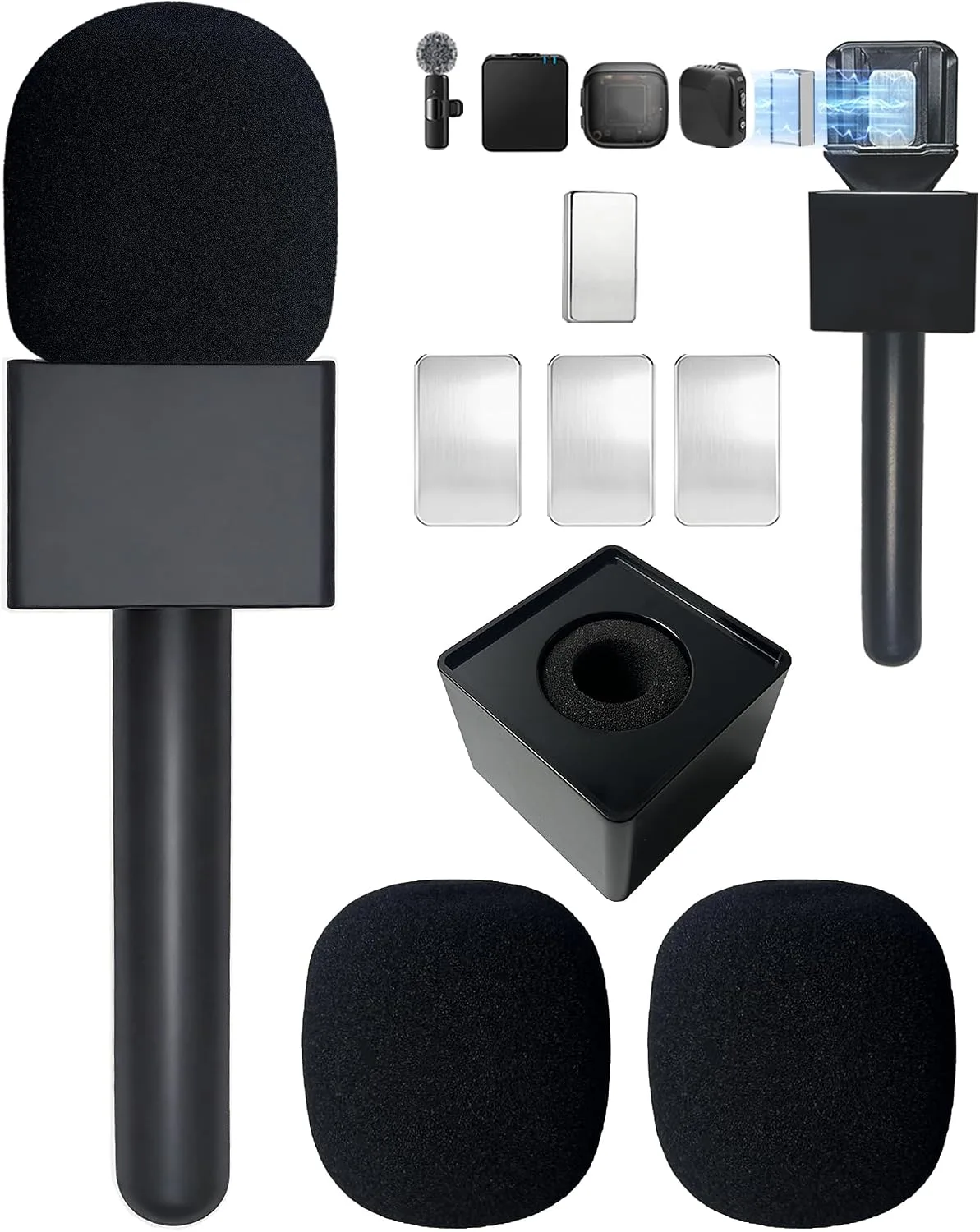 Microphone Holder for DJI Mic Mini/2/3, Universal Mic Mini Accessories for RØDE and All Wireless Mini Microphone, Magnetic Microphone Handle for Vlog, TIK Tok, Interview, Reports, Podcast