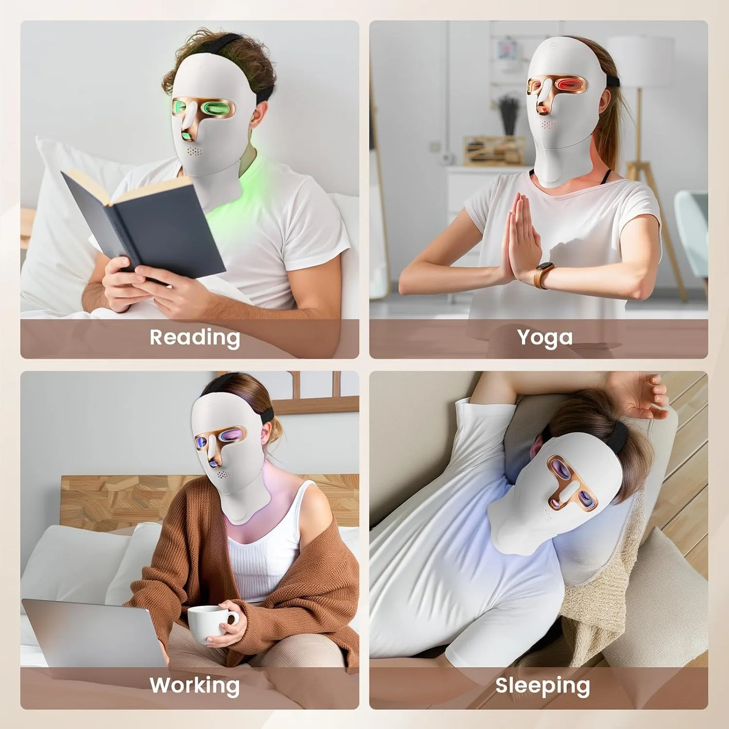 Red Light Therapy for Face LED Infrared Facial Mask (Gold)