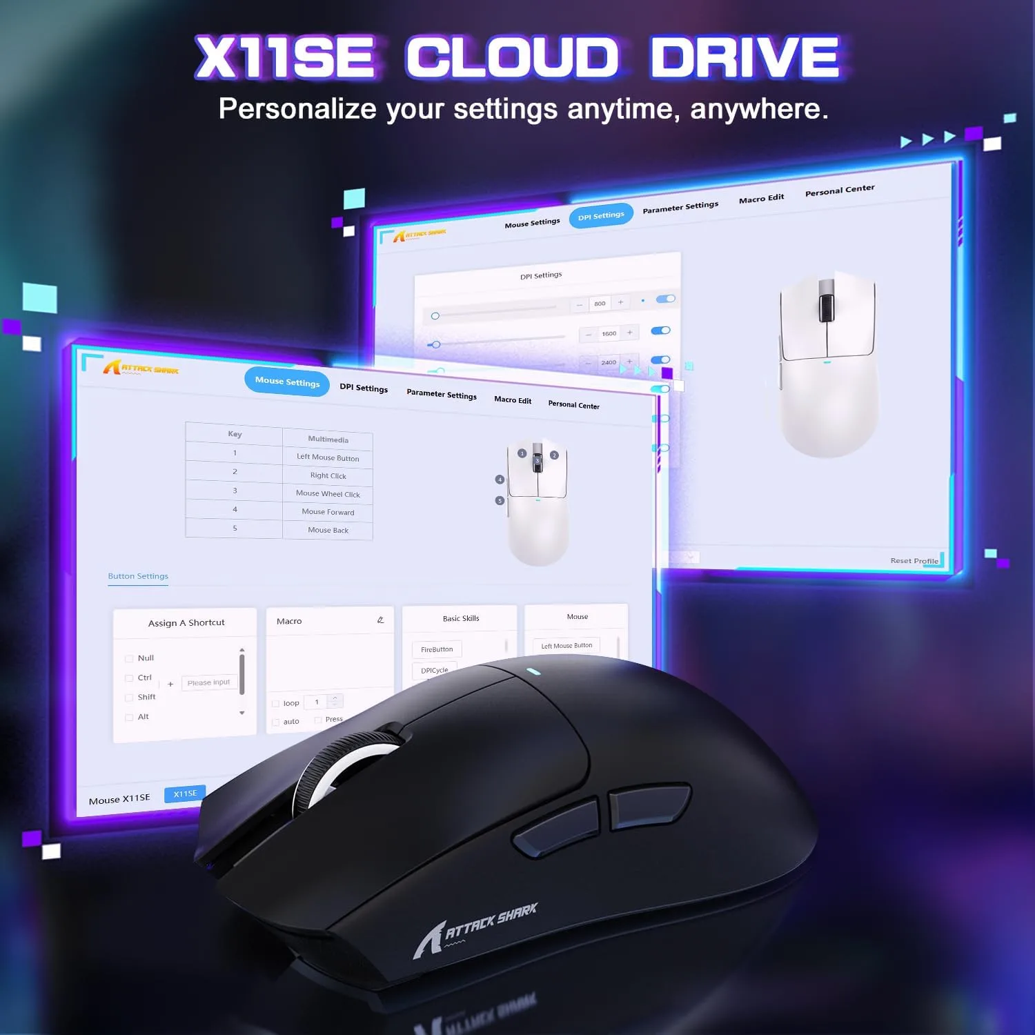 ATTACK SHARK X11 SE Ultra-Light Wireless Gaming Mouse, Black