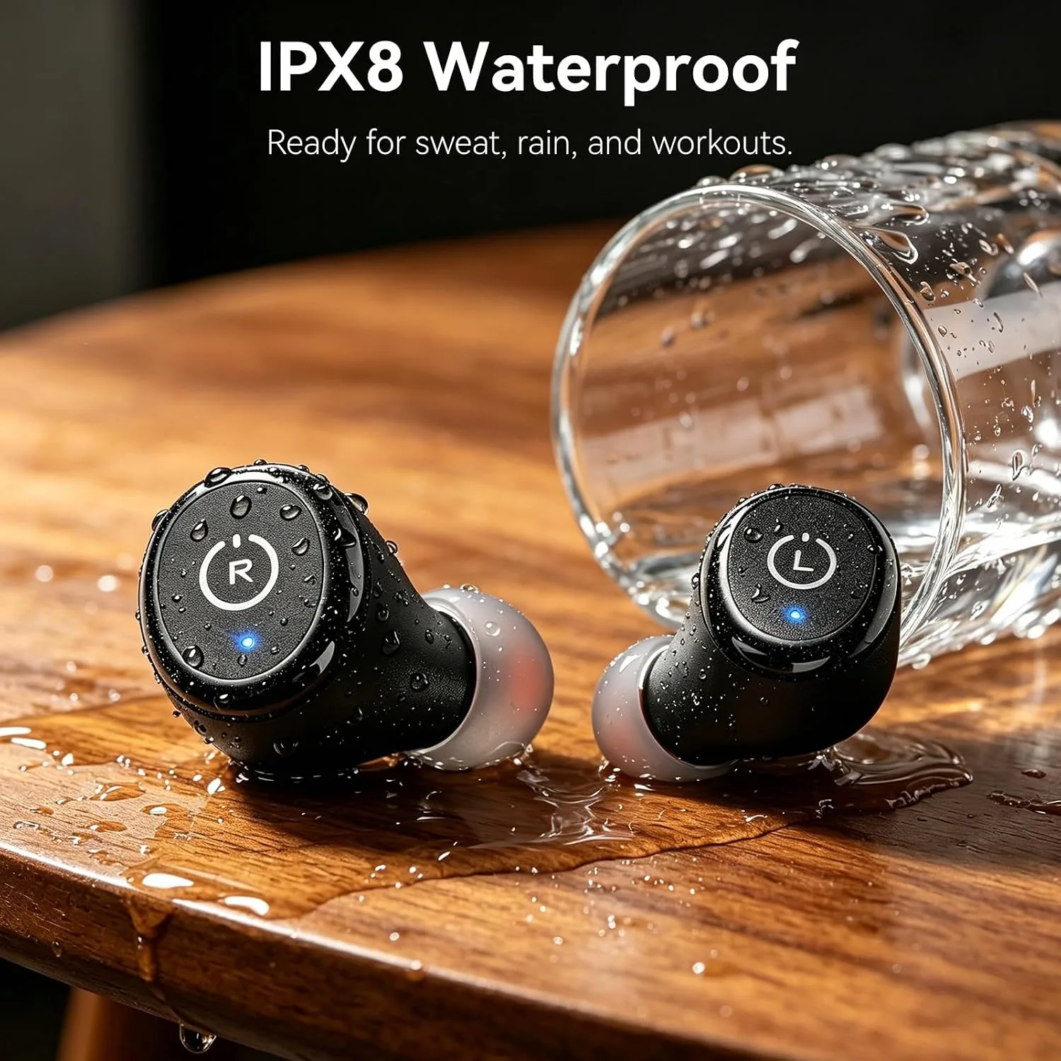 TOZO T10 Wireless Earbuds Powerful Bass Stereo Wireless Charging, APP, IPX8