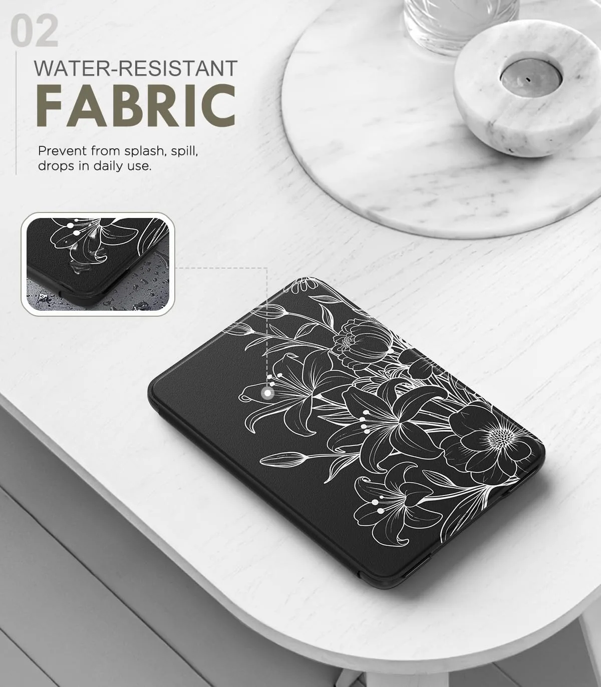 MoKo Case for 6" Amazon Kindle Basic 11th Gen 2024/2022, Line Flower