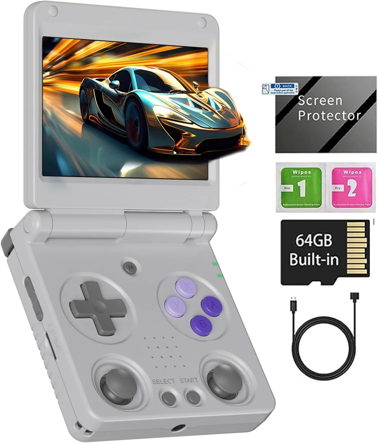 Anbernic RG34XXSP Retro Handheld Game Console RG34XX SP Retro Gaming Console with 64G Preloaded 5000+ Games,3300 mAh Battey, Portable Pocket Arcade Support 30+ Simulators 5G WiFi Bluetooth HD Indigo
