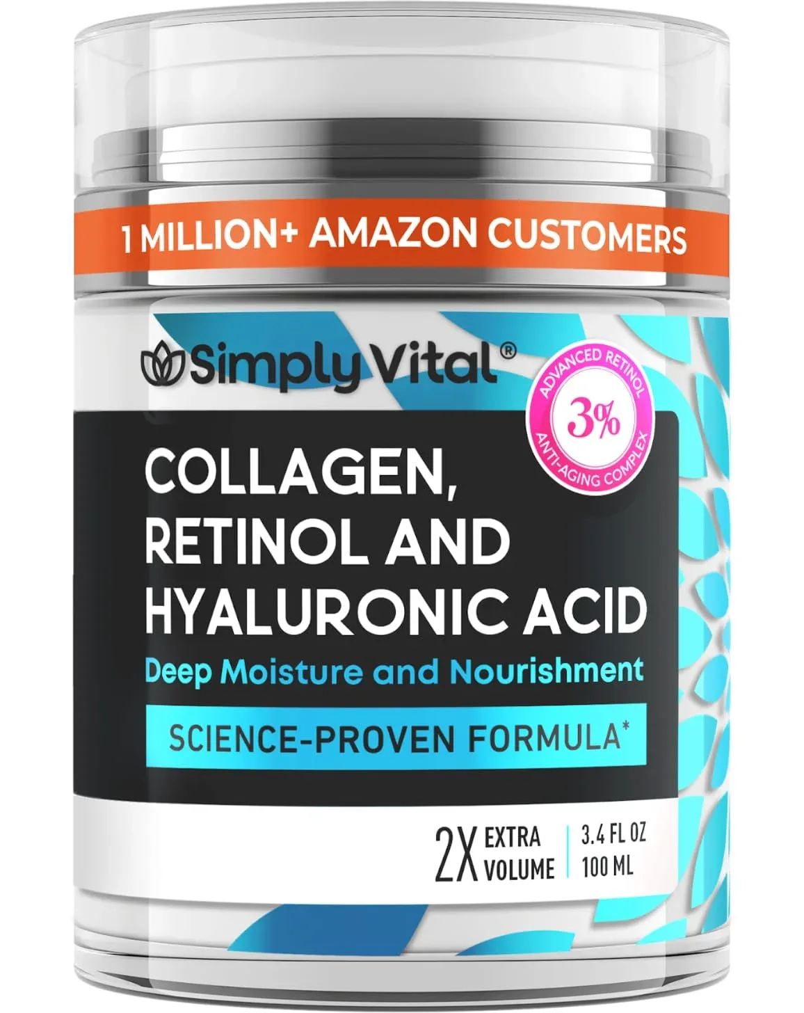Crema Facial Hidratante SimplyVital Retinol Colágeno Ácido Hialurónico 100ml