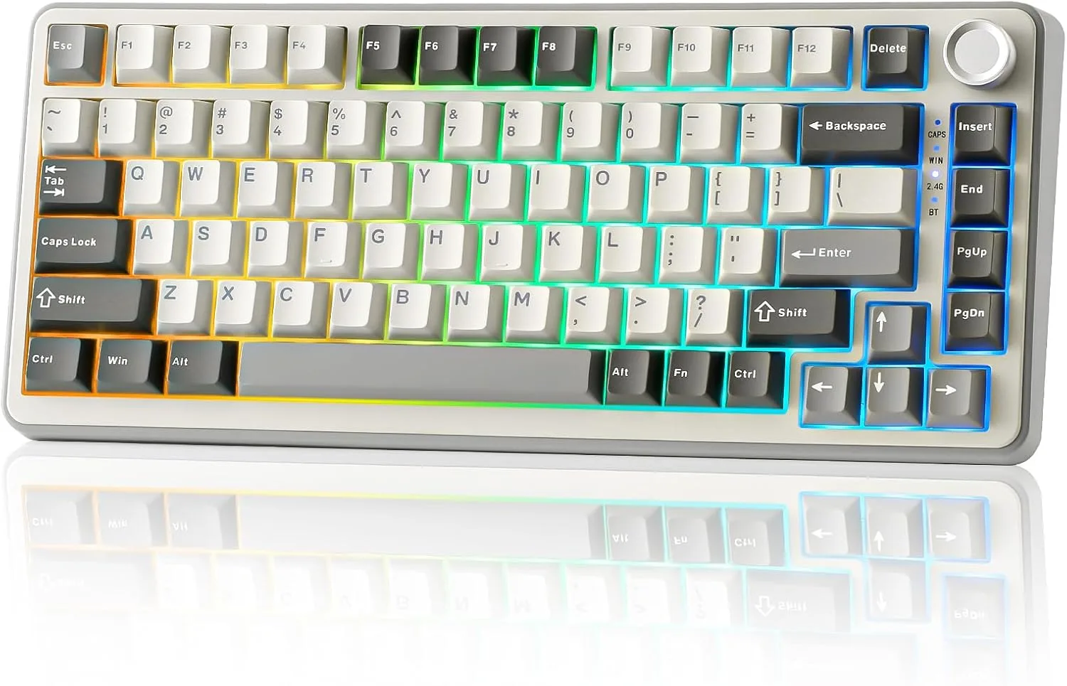 Teclado Gamer Mecánico Inalámbrico Yunzii B75 PRO 75% Gris Cocoa Cream V2