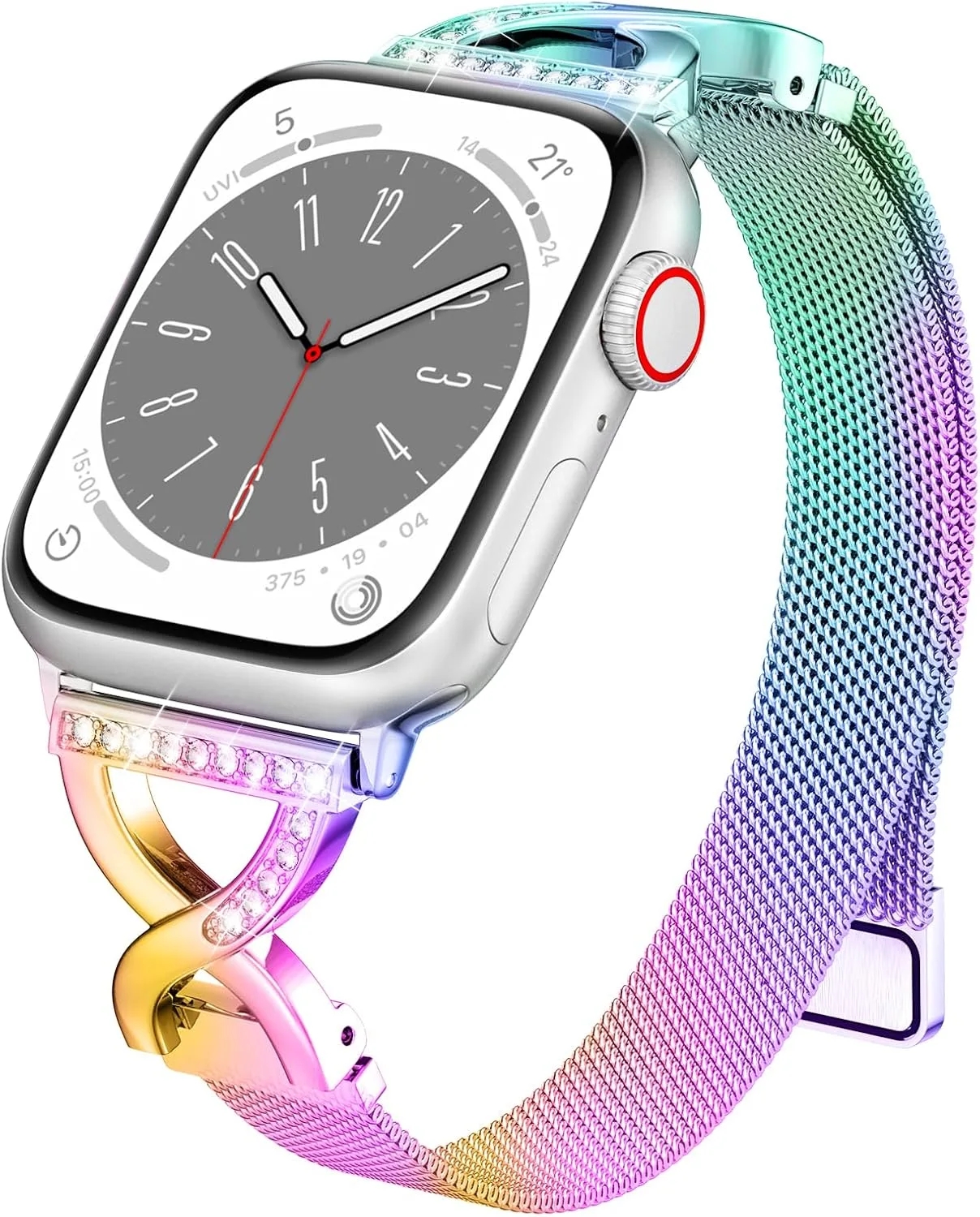 Correa para Apple Watch BRG Thin Mesh Loop con cierre X y diamantes 16mm