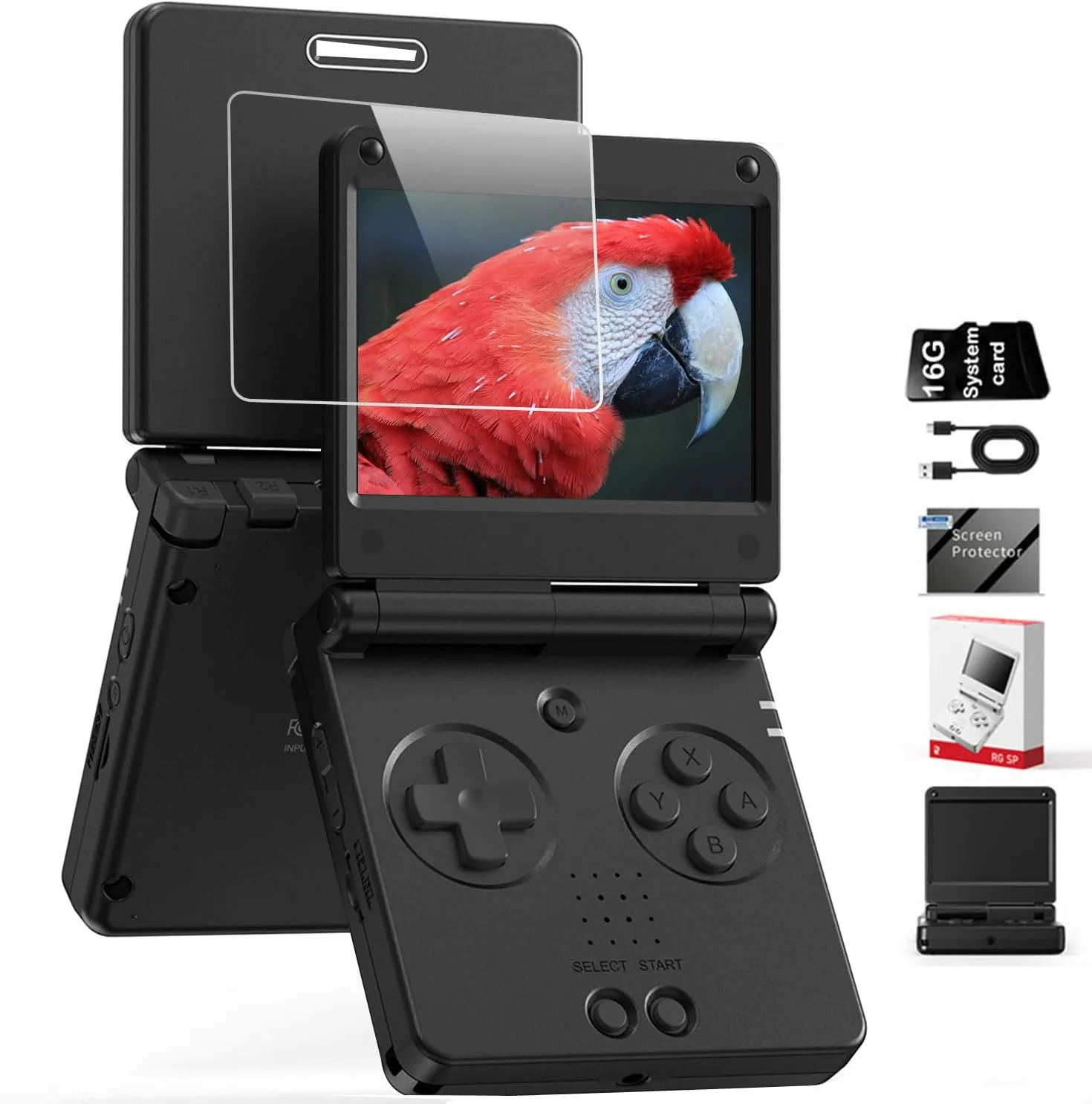 RG SP Flip Retro Handheld Game Console Linux RGSP Portable Game Console with 3.4'' IPS Screen RG SP Supports HDMI Wi-Fi 3300mAh NO Preloaded Games 16GB