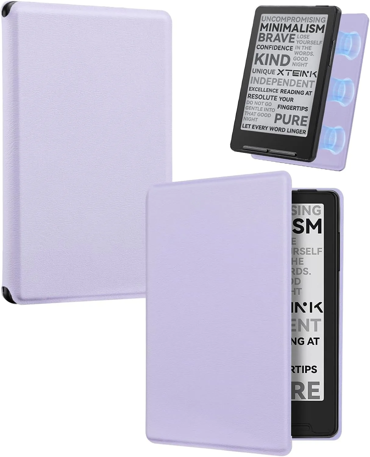 CoBak Magnetic Case for XTEINK X3 eBook Reader, 3.7" Ultra-Lightweight PU Leather Cover(Lilac Purple)