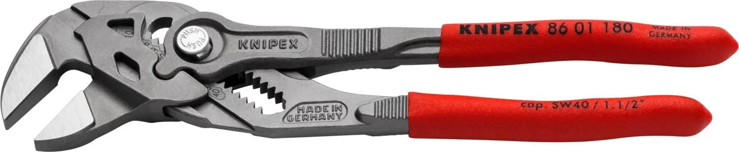 KNIPEX 86 01 180, 7-1/4 in. Pliers Wrench, Capacity 1-1/2 in.