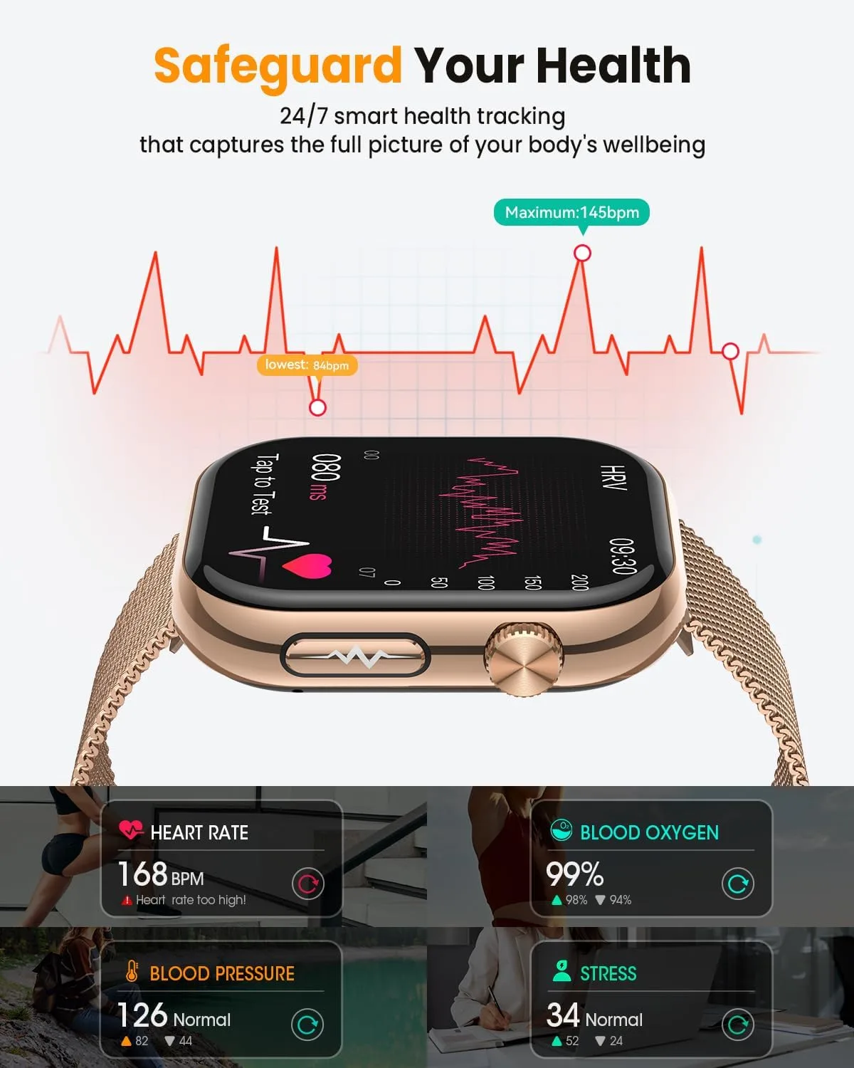 Smart Watch for Men Women 1.97"AMOLED, Health Monitor Fitness Tracker 2Band