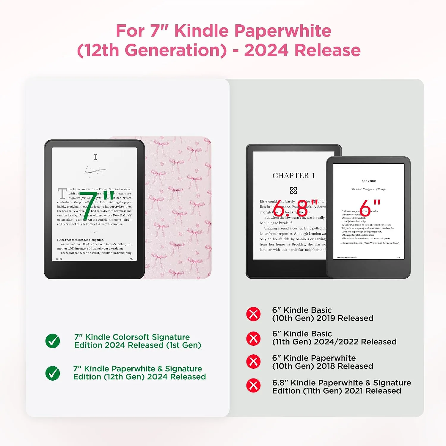 Clear Case for 7'' Kindle Paperwhite 12th Gen 2024 & Colorsoft