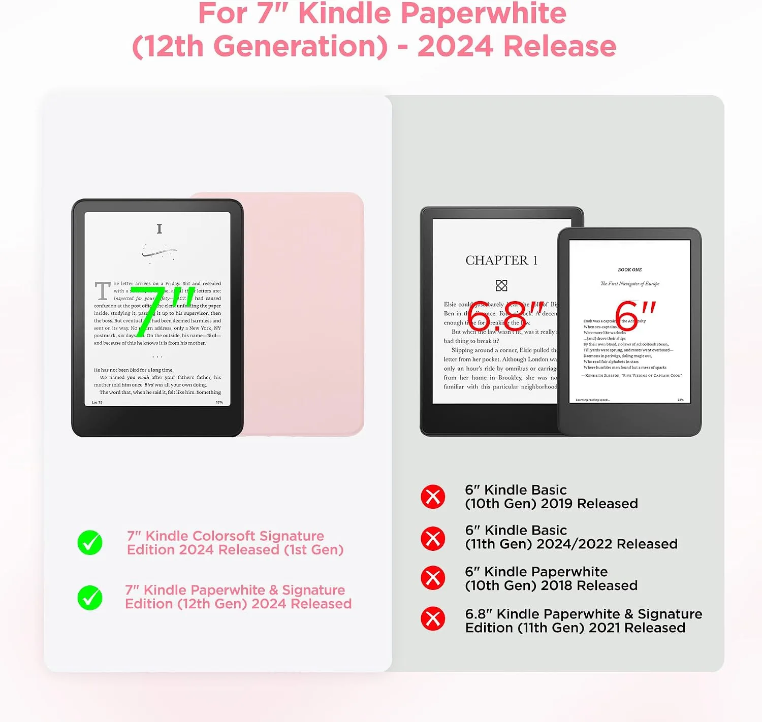 SESENSE Magnetic Case for 7'' Kindle Paperwhite 12th Gen 2024 & Colorsoft