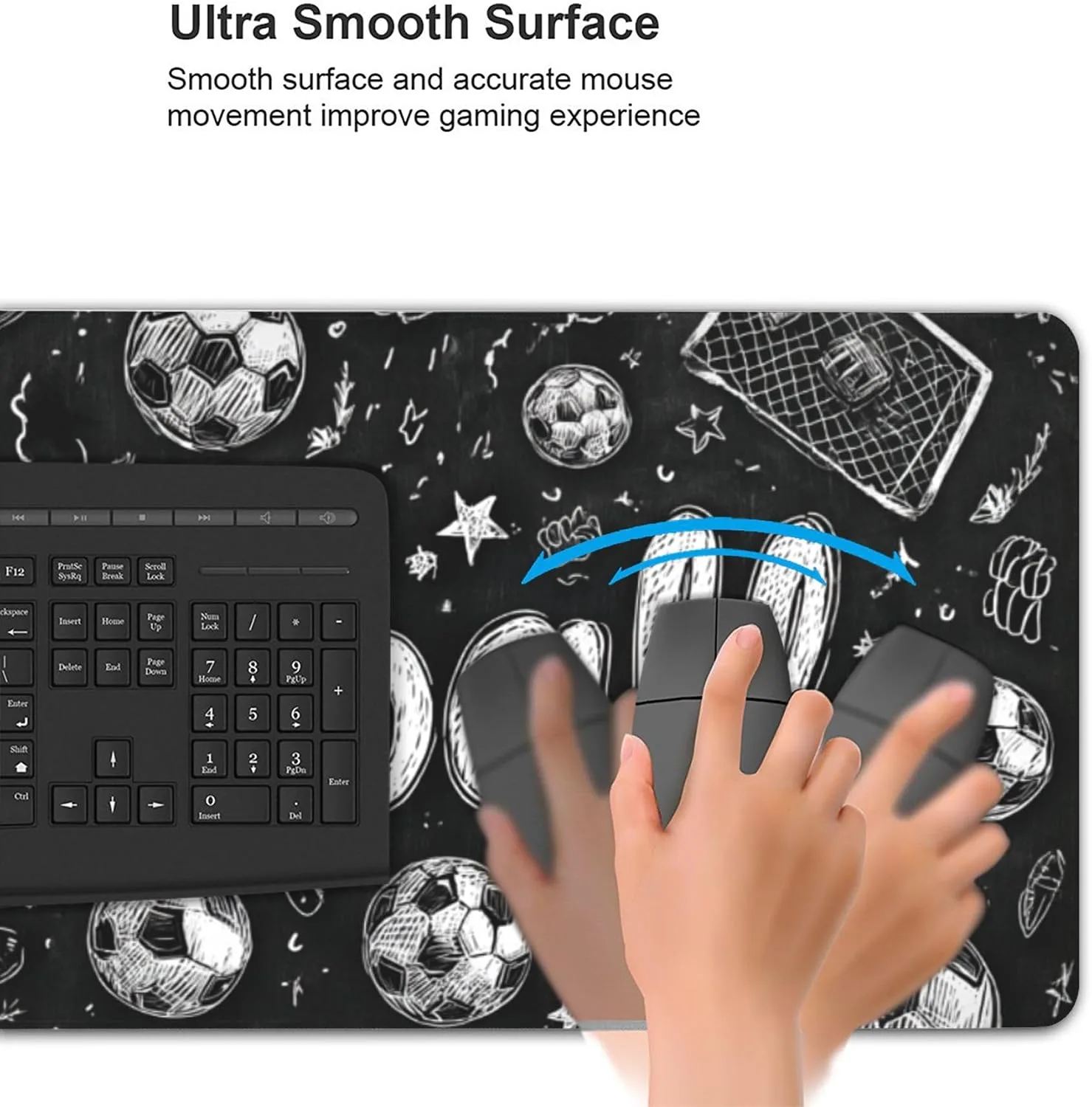 Football Soccer Gaming Mouse Pad, Large Desk Mat, Non-Slip Rubber Base, 35.4" x 15.7", for PC and Laptop