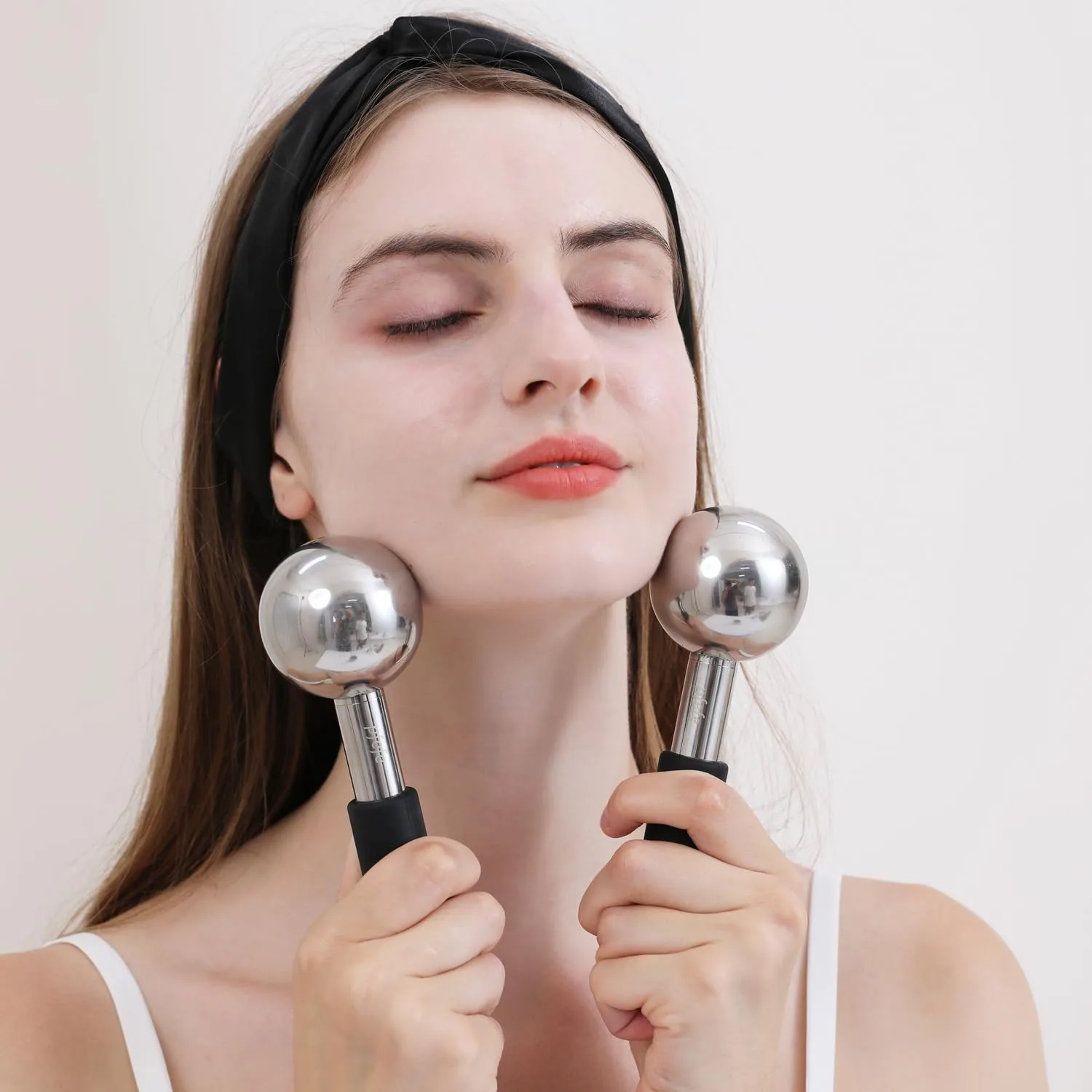 Pfefe 360 Rotating Ice Globes for Face & Eyes, Unbreakable Stainless Steel Cryo Sticks for Beauty Routines, Facials Cold Roller Colling Globes for Puffiness, Wrinkles, Dark Circles, Headaches