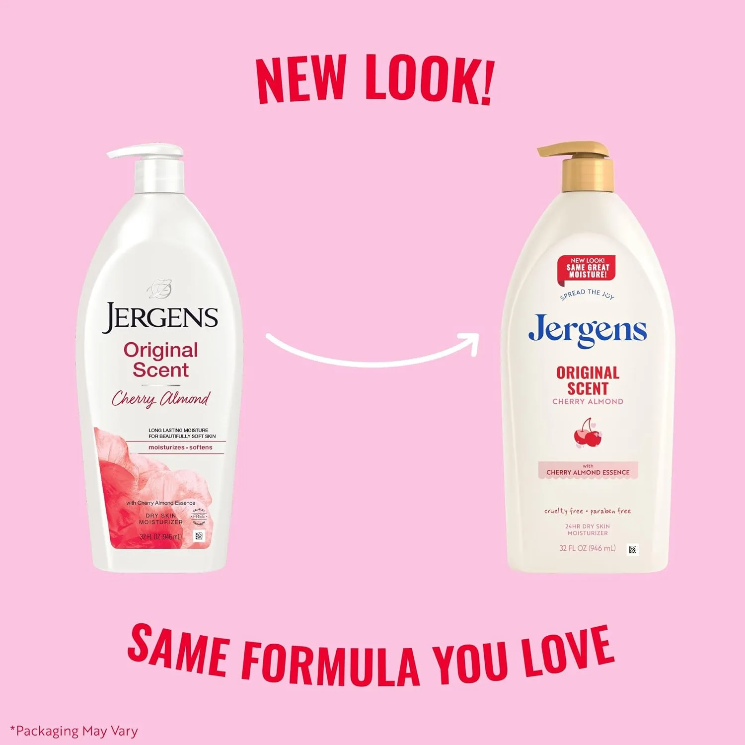 Jergens Cherry Almond Hand & Body Lotion, Dry Skin, 32 fl oz